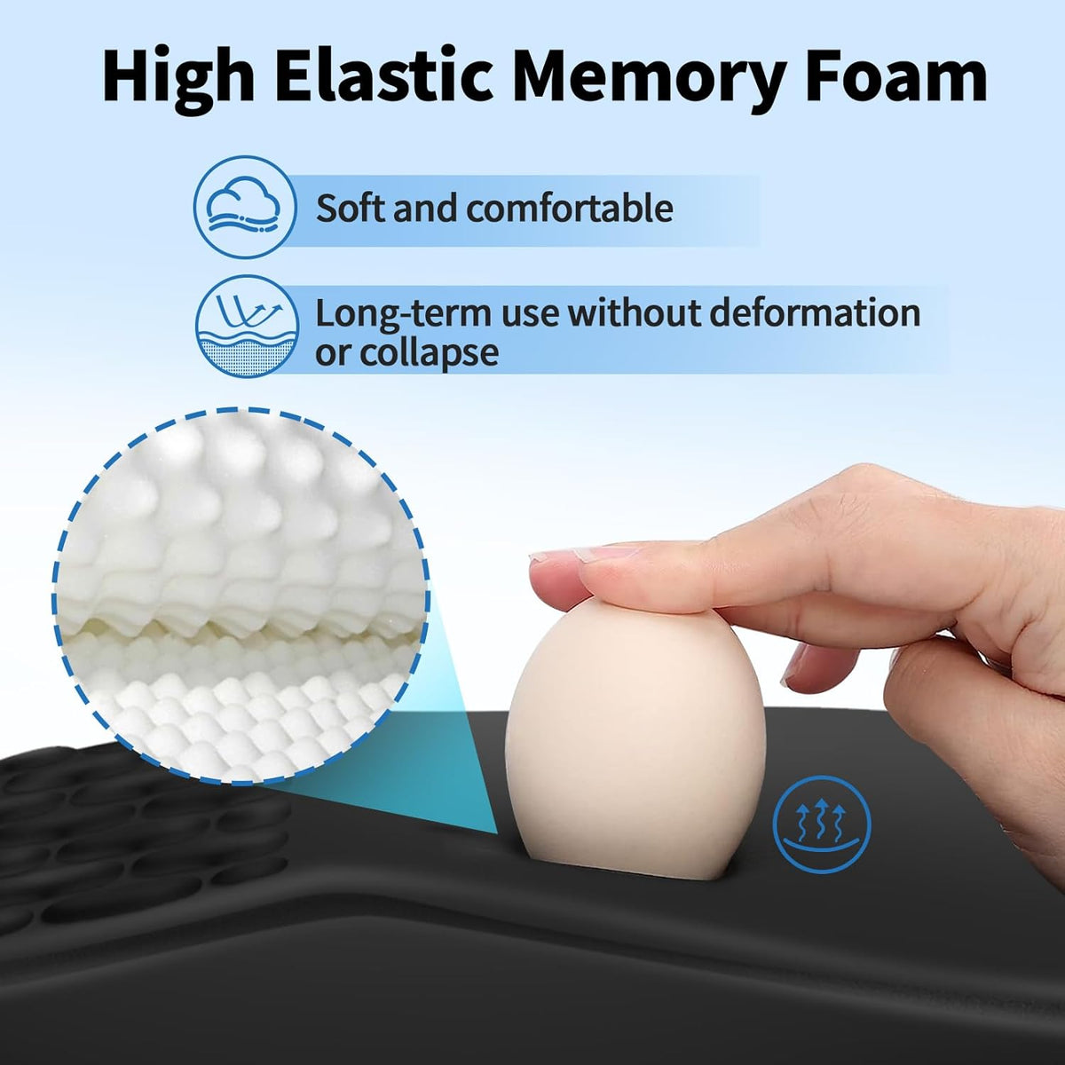 YIWEI Ergonomic Mouse Pad with Wrist Rest for Carpal Tunnel Pain Relief | Memory Foam Wrist Support,Non-Slip Rubber Base, Keyboard Computer Mousepad,Lycra Cloth Surface,Gaming Home Office,Black