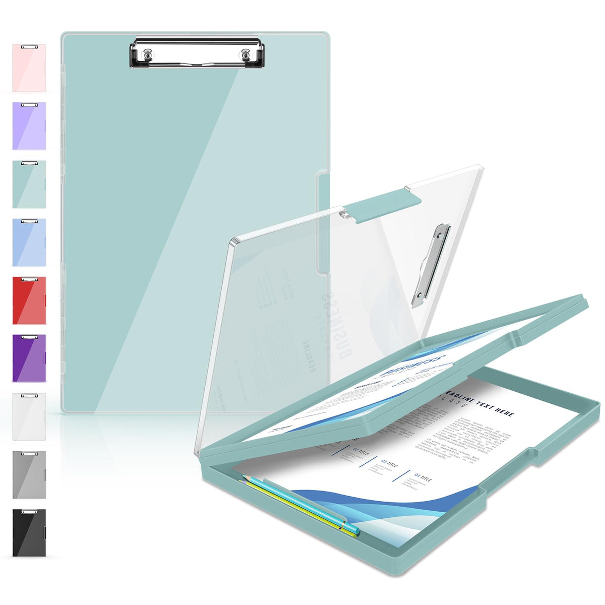 Sooez Nursing Clipboard with Storage, Clear Top Clip Boards 8.5x11, Purple | Heavy Duty Plastic, Dry Erase, High Capacity, Nurse Essentials, Dental Assistant, Teacher & College School Office Supplies