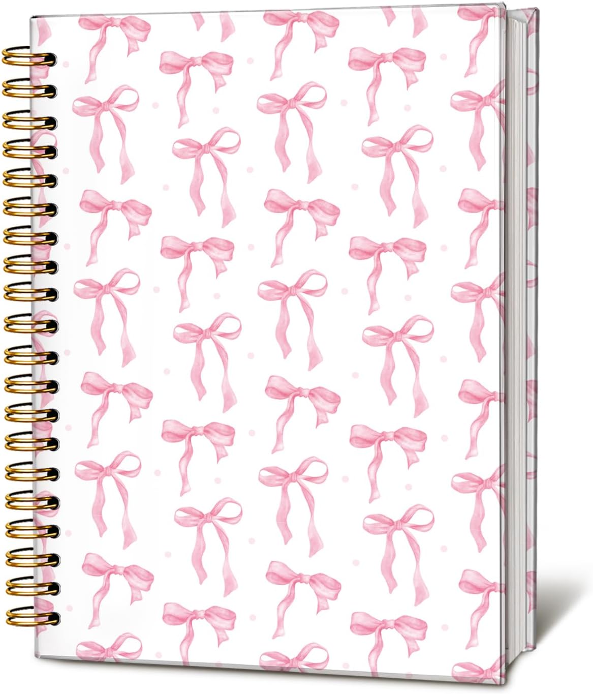 Cute Pink Bow Journal for Teen Girls & Women, Cute School Supplies - Cute Preppy Bow Stuff Birthday Gifts for Women Girls, Coquette Stuff Pink Bow Bible Hardcover Spiral Notebook 5.5x8.3