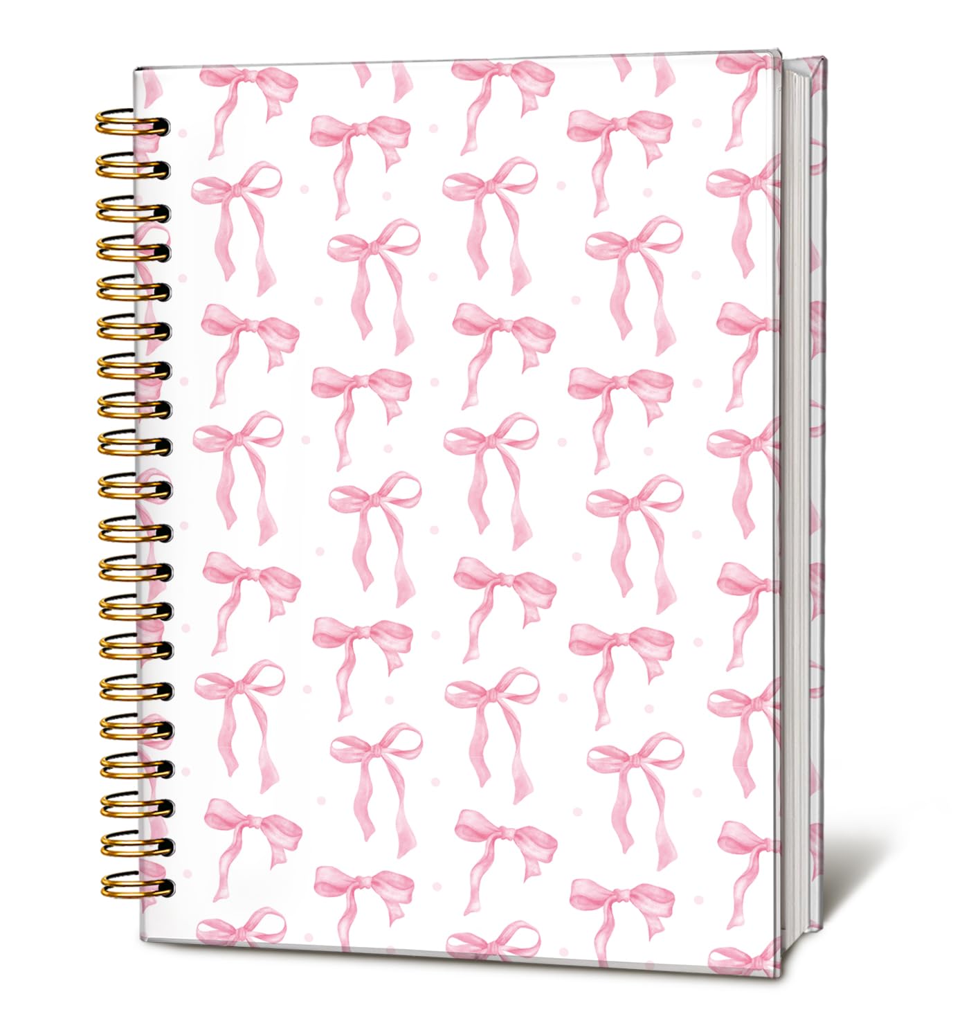 Cute Pink Bow Journal for Teen Girls & Women, Cute School Supplies - Cute Preppy Bow Stuff Birthday Gifts for Women Girls, Coquette Stuff Pink Bow Bible Hardcover Spiral Notebook 5.5x8.3