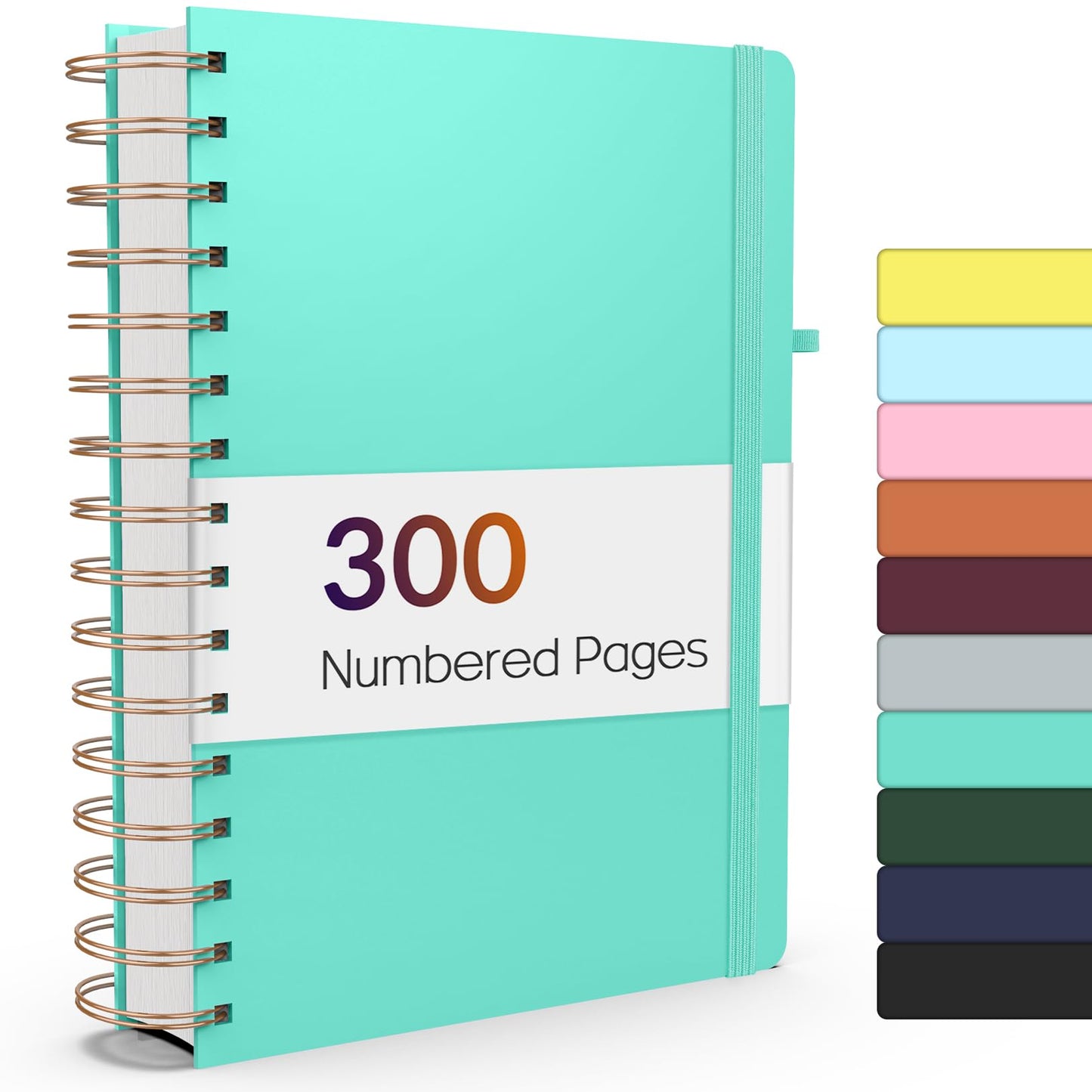 Forvencer Lined Spiral Journal Notebook with 300 Numbered Pages, B5 | College Ruled Thick Journals for Writing with 100GSM Paper, Hardcover Notebooks with Content for Work School Women Men
