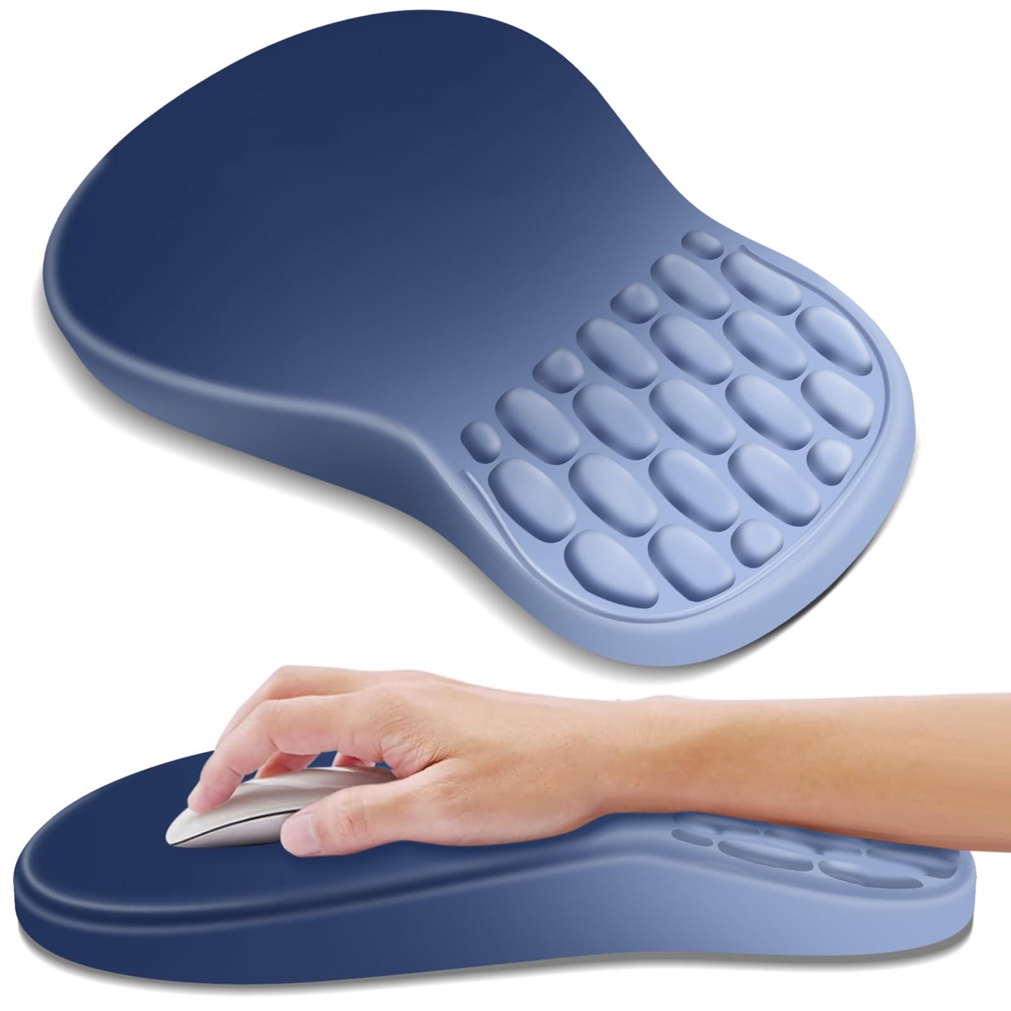 YIWEI Ergonomic Mouse Pad with Wrist Rest for Carpal Tunnel Pain Relief | Memory Foam Wrist Support,Non-Slip Rubber Base, Keyboard Computer Mousepad,Lycra Cloth Surface,Gaming Home Office,Black