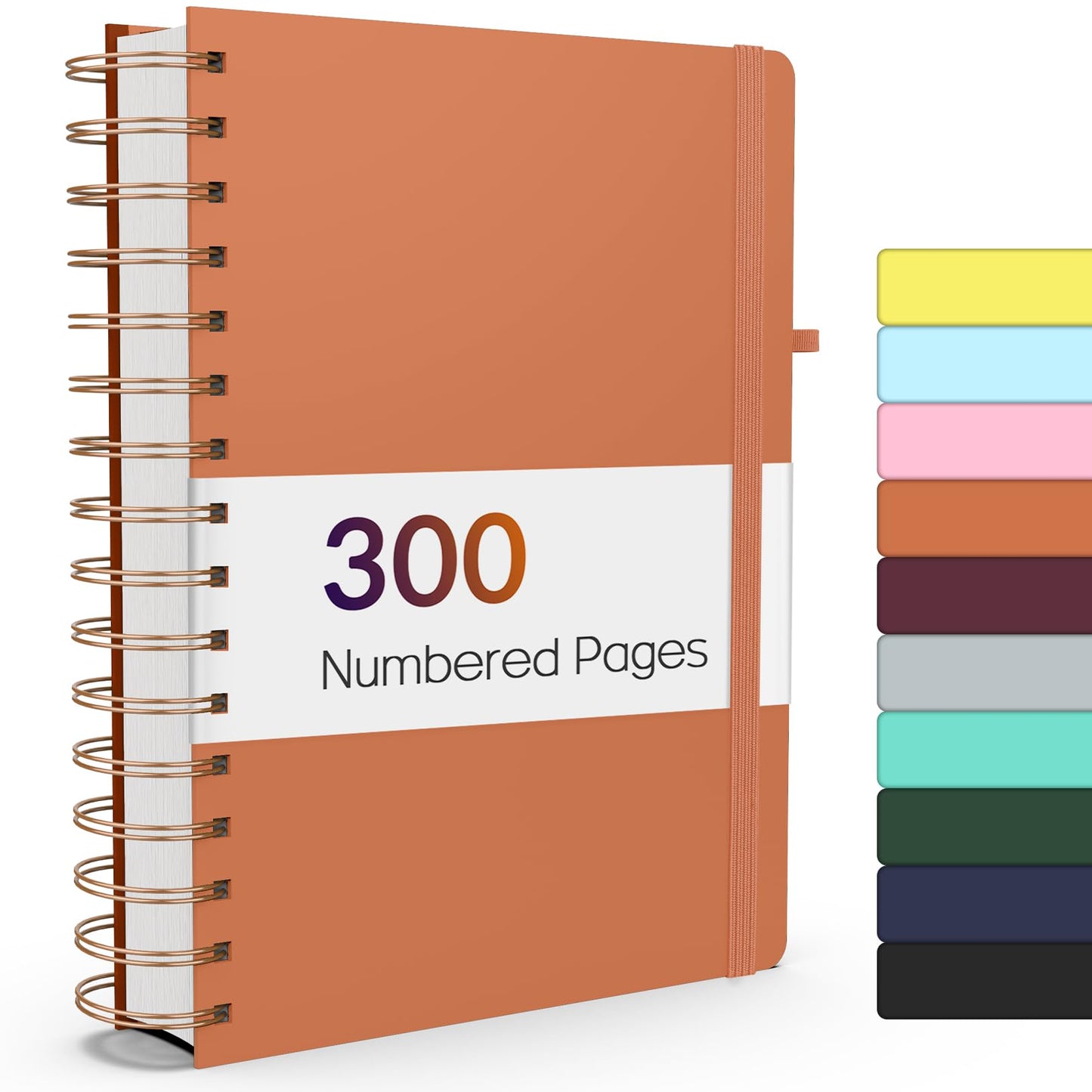 Forvencer Lined Spiral Journal Notebook with 300 Numbered Pages, B5 | College Ruled Thick Journals for Writing with 100GSM Paper, Hardcover Notebooks with Content for Work School Women Men