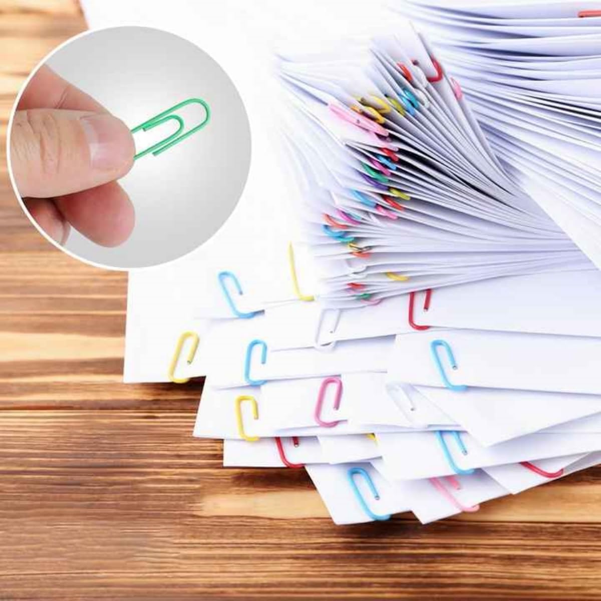 100PCS 1.3inch Paper Clips Colorful,Durable and Rustproof, Stainless Steel Paper Clips Medium, Paperclips Office for Teacher Supplies School