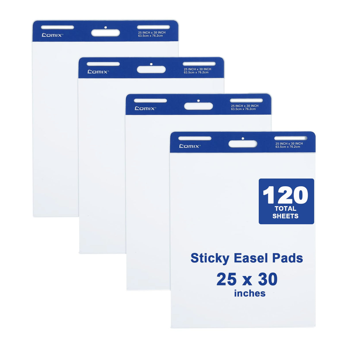 Comix Sticky Easel Pad, 25 x 30 Inch Flip Chart, 30 Sheets/Pad, 10 Pads | Super Sticky self stick easel chart paper bulk, premium teacher supplies for classroom, school and office meetings