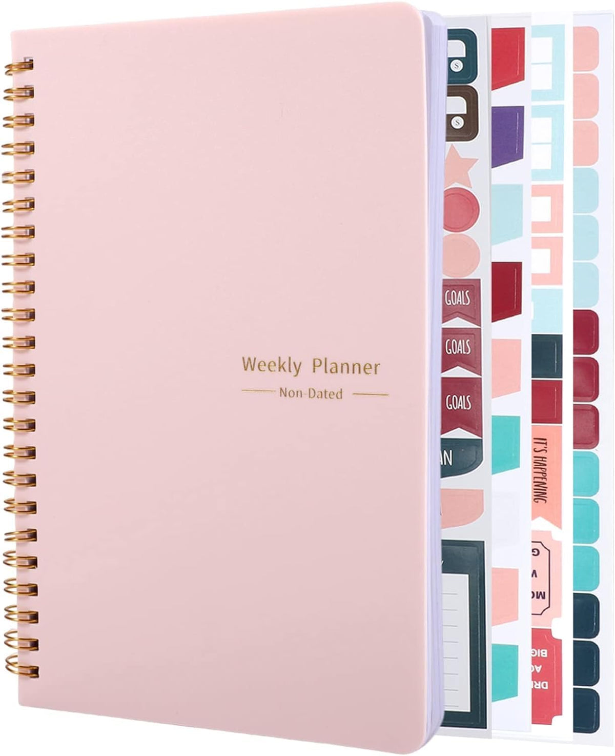 Thboxes A5 Weekly Planner Notebook, 52 Week Undated Journal for Women, Pink | Spiral Binding, Stickers, Planners for Home, Work, Office, College, School Supplies for Girls, Kids, Students, Teachers Gifts