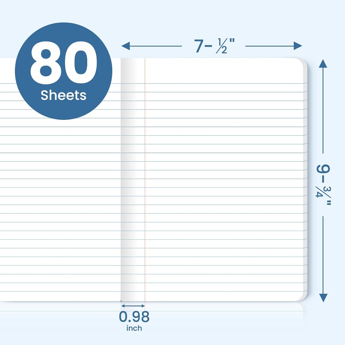 Wide Ruled Composition Notebook 4 Pack School Supplies, 160 Pages | Aesthetic Composition Book, 9-3/4" x 7-1/2", 160 Pages (80 Sheets), Perfect for School Office Supplies, Pastel Colors