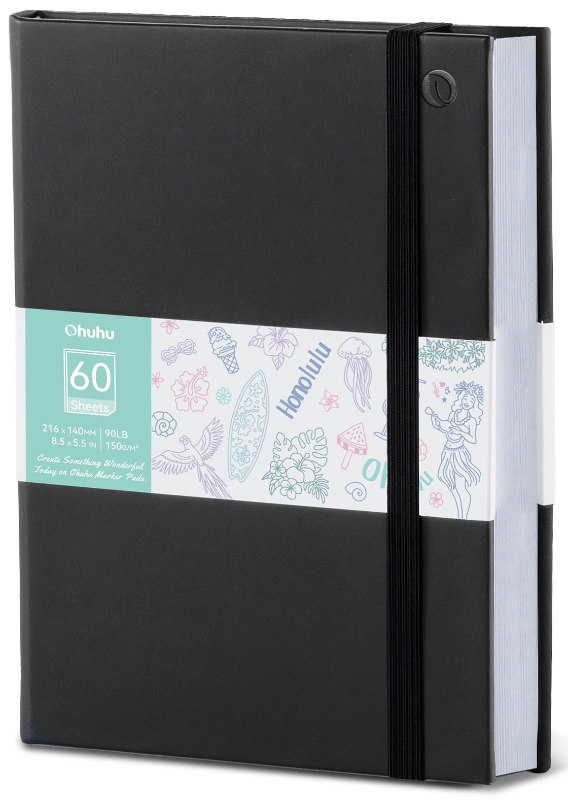 Ohuhu 8.3"x8.3" Double-Sided Bleedproof Marker Pad Art Sketchbook 60 Sheets | Square Sketch Book - 90 LB/150 GSM Smooth Drawing Paper - 60 Sheets/120 Pages - Spiral-Bound Sketch Pad for Alcohol Markers