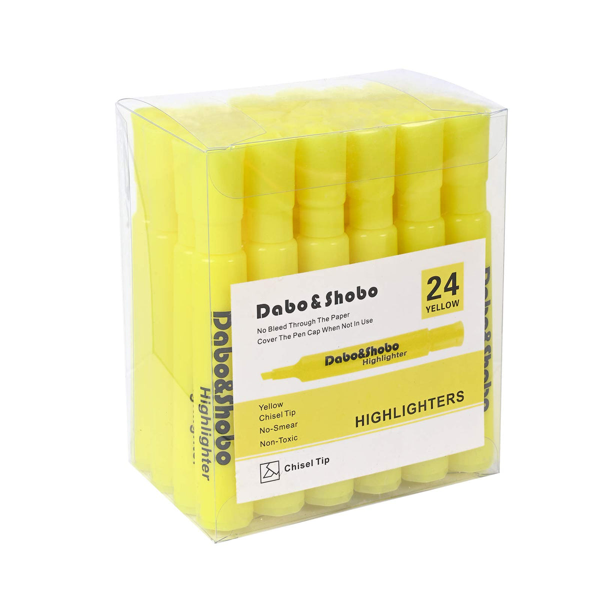 Dabo&Shobo Yellow highlighter, 24 Pack -bright color, chisel tip, for Adults Highlighting in the Home School Office, Tank Style