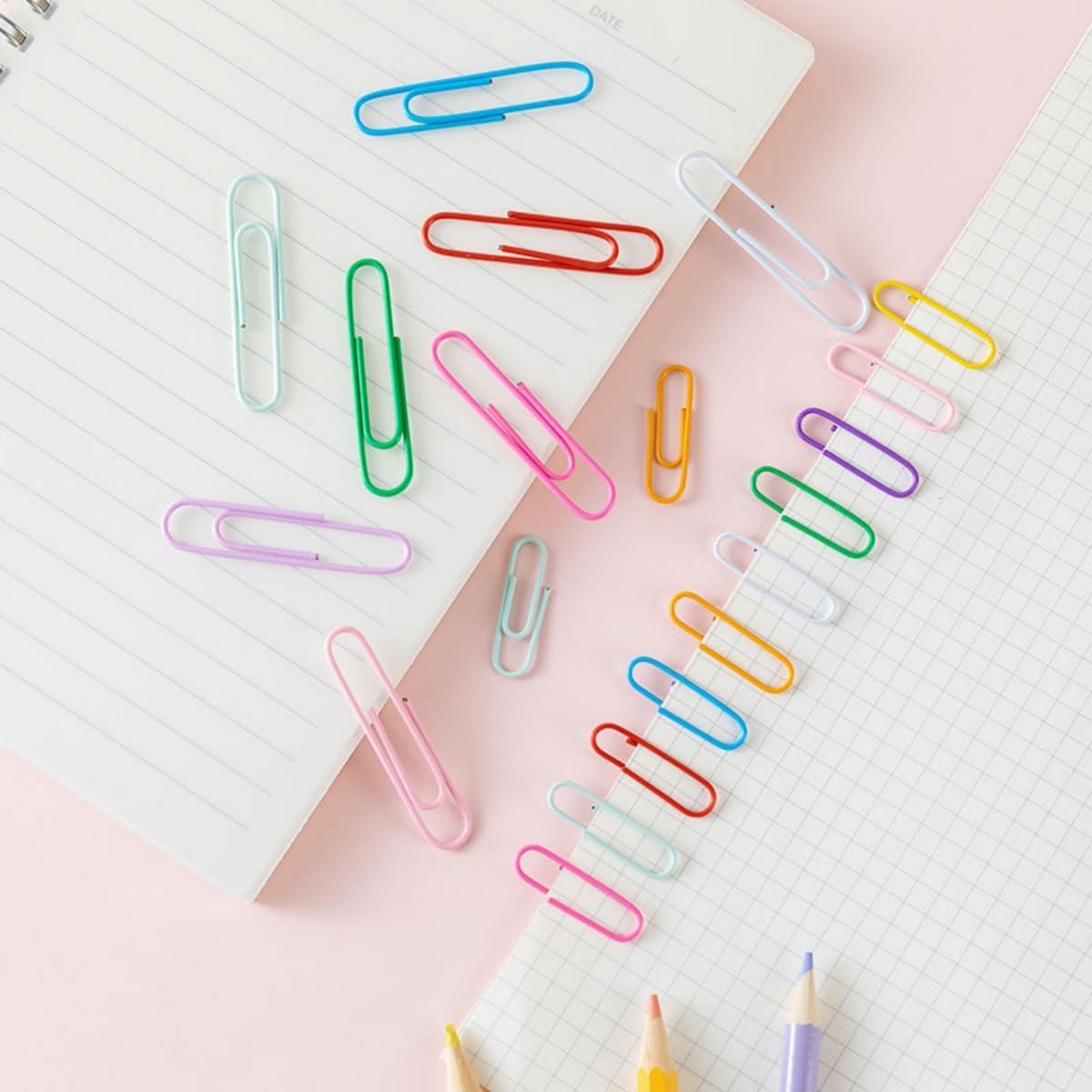50PCS 1.1inch Paper Clips Colorful,Durable and Rustproof, Stainless Steel Paper Clips Small, Paperclips Office for Teacher Supplies School