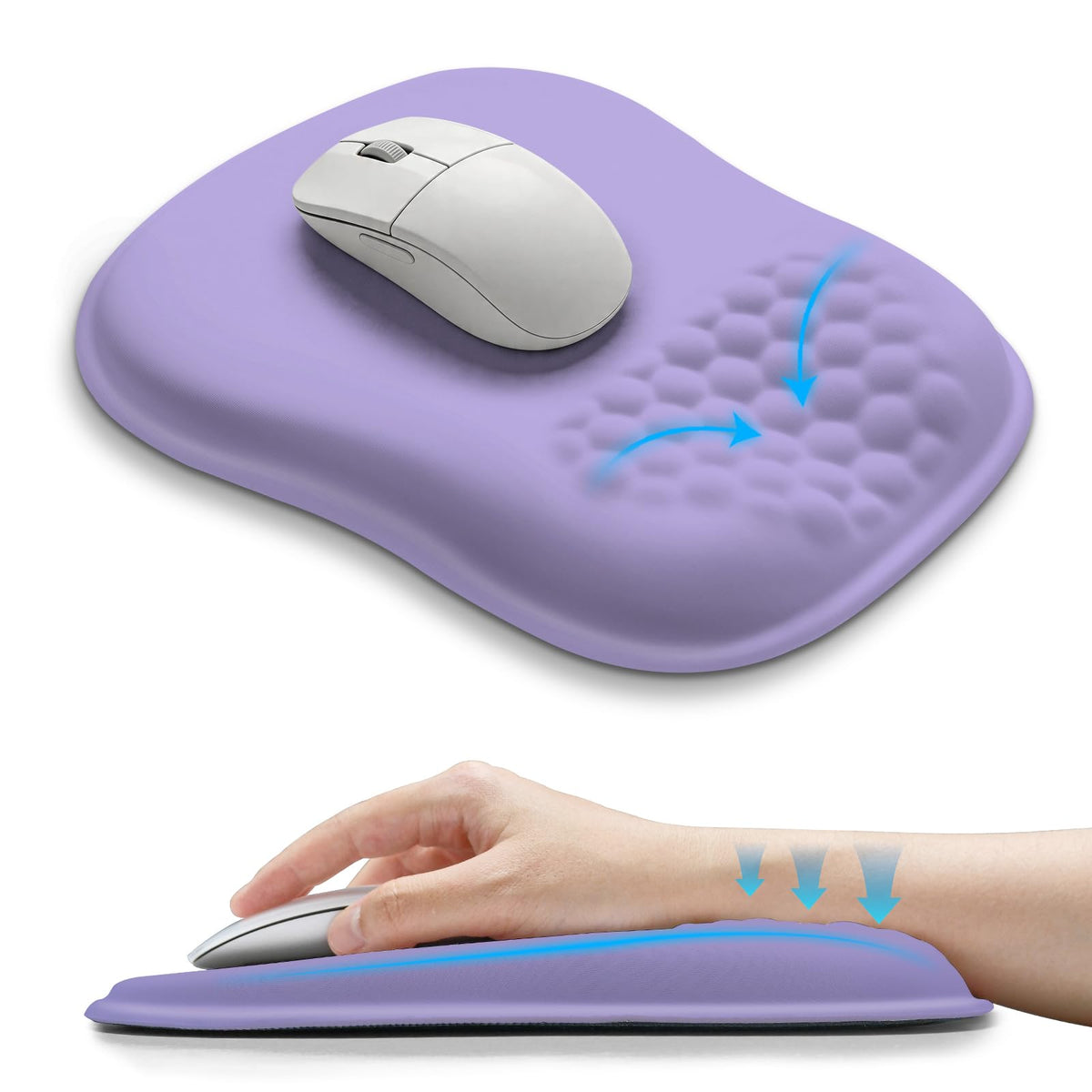 Hokafenle Ergonomic Wrist-hugging Mouse Pad Wrist Support, U-shaped Holding Wrist Rest Mousepad for Carpal Tunnel Pain Relief with Cushioned Memory Foam Slope Massage Bulge (Classic 10.2x8.3 in,Black)