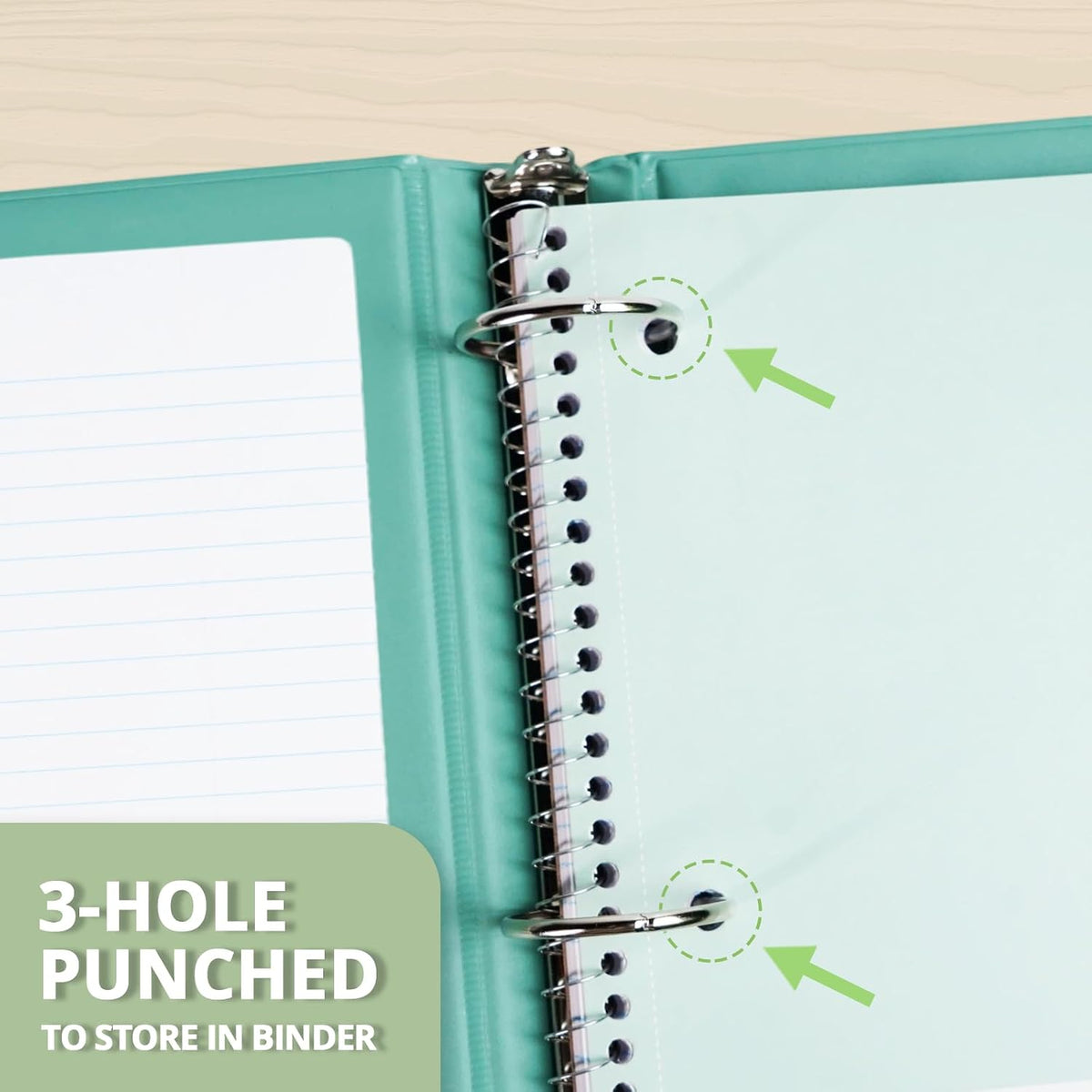 ONAVIA 1 Subject Spiral Notebook College Ruled 5 Pack, 140 Pages, Assorted | 70 Sheets, 8 x 10.5 in, 3-Hole Punched, School Notebook, Writing Notebook, Students, Study