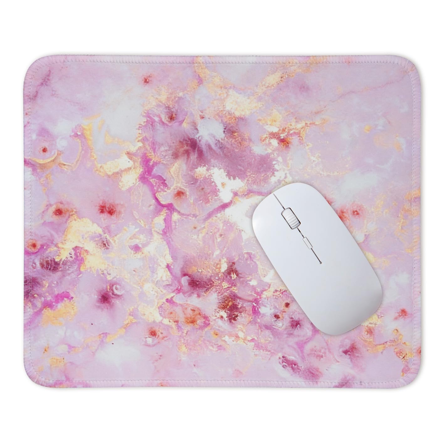 Mouse Pad for Desk with Stitched Edge, Premium Cute Washable Mouse Pads. Computer Mousepad with Non-Slip Rubber Base, Mousepads for Laptop, 9.25x7.75x0.12 inch (Pink Stripes)