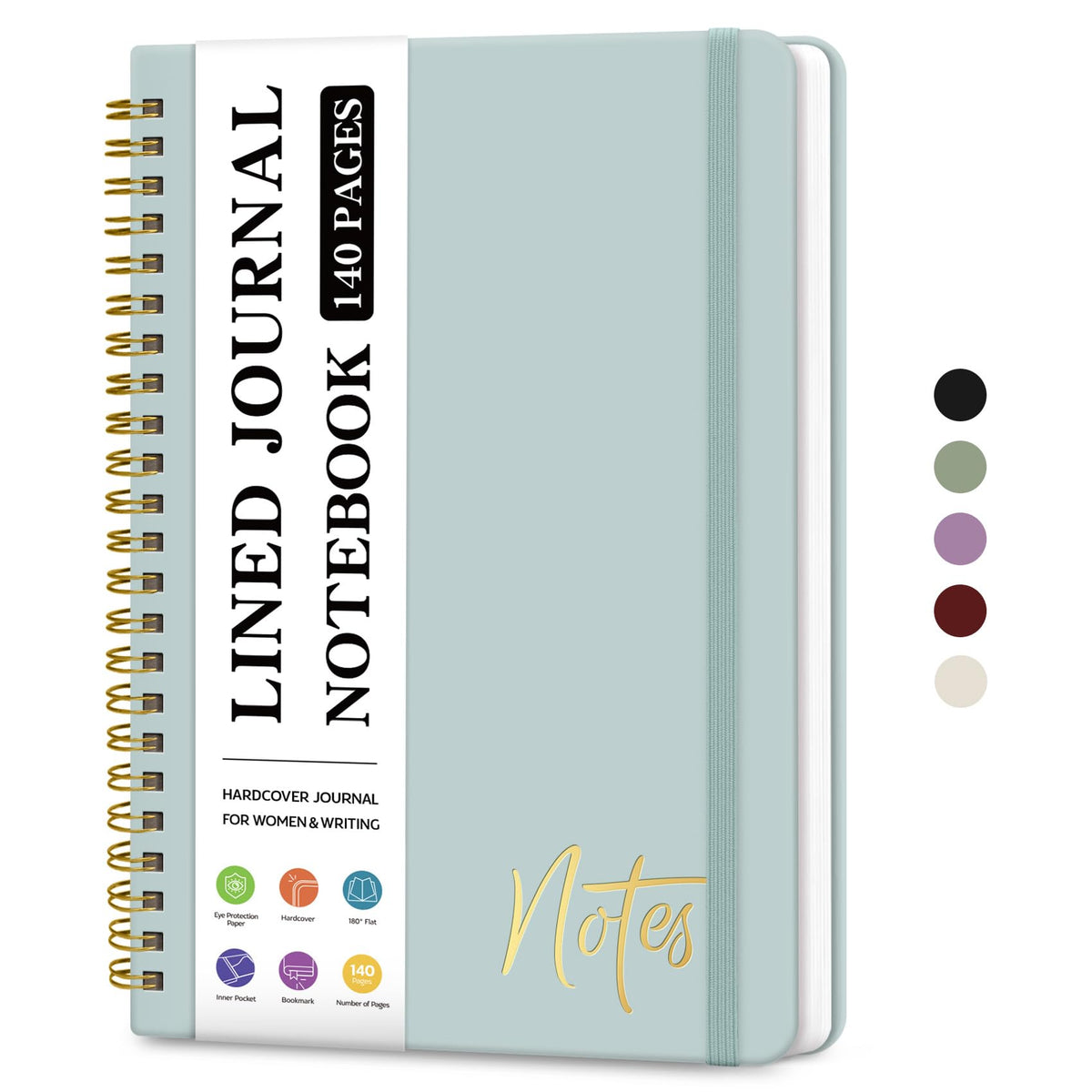 ZOTIA Lined Spiral Notebook for Work Hardcover Spiral Journal College Ruled | Purple, 5.7" x 7.9" Spiral Journals for Writing, Work Notebooks, Note taking and Office School Supplies, 140 Pages