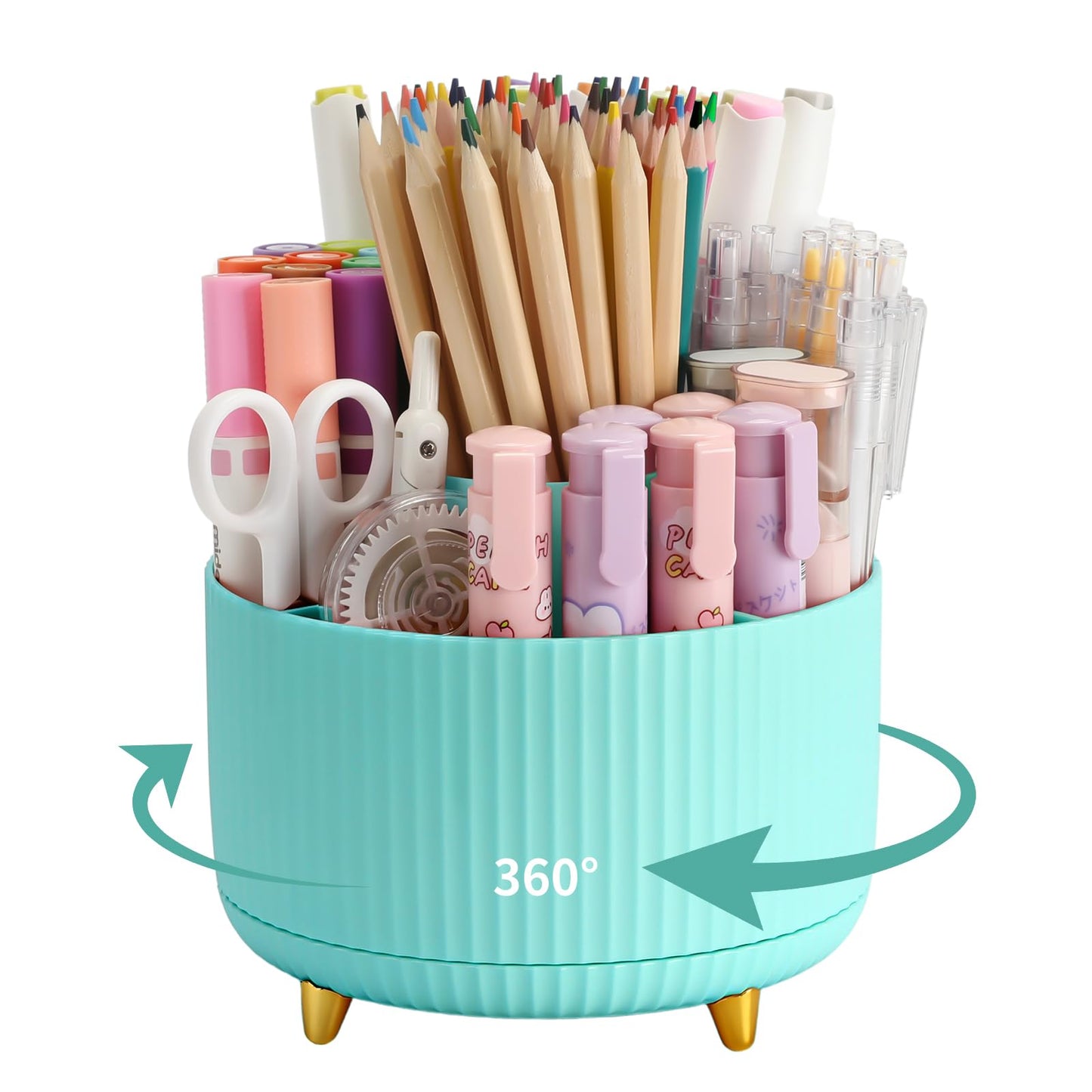Camelmother 360°Rotating Pen&Pencil Holder For Desk With 5Slots Cute Office | Spacious Beautiful & Durable For Teachers Students Workers Easy Storage for Pens Stationery