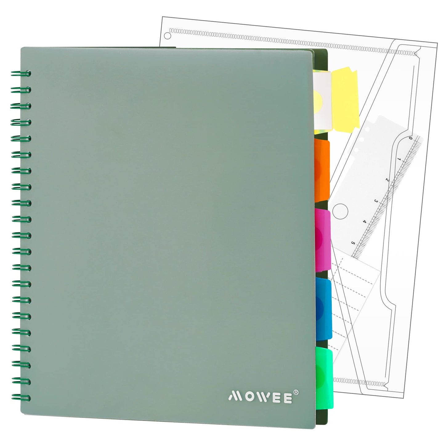 Spiral Notebook - 5 Subject Notebook, College Ruled Notebook With Dividers Pocket, Tabs Label, 11" Ruler, 200 Pages, for Writing Journal, Home & Office, School Supplies, 8.5''x11''Black | 200 Pages, 11" Ruler, 8.5"x11" Black, Pocket Dividers with Tab Labe
