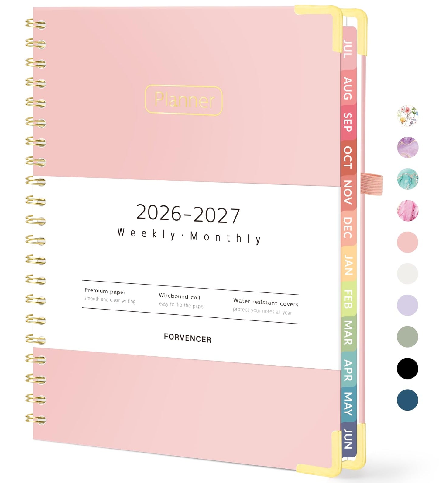 Forvencer Academic Planner 2026-2027, Calendar Jul 2026-Jun 2027, 8.5"x11" | Hardcover Weekly & Monthly Planner, Daily Agenda Book with Tabs, College School Organizer for Student Teacher, Pink