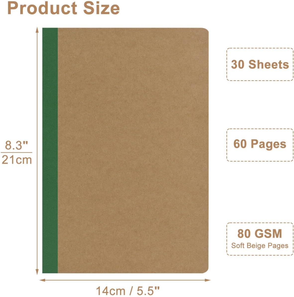 Composition Notebooks Bulk, A5 Kraft Cover Lined Journals with Rainbow Spines for School, Business, Work and Daliy Use (24, 8 colors)