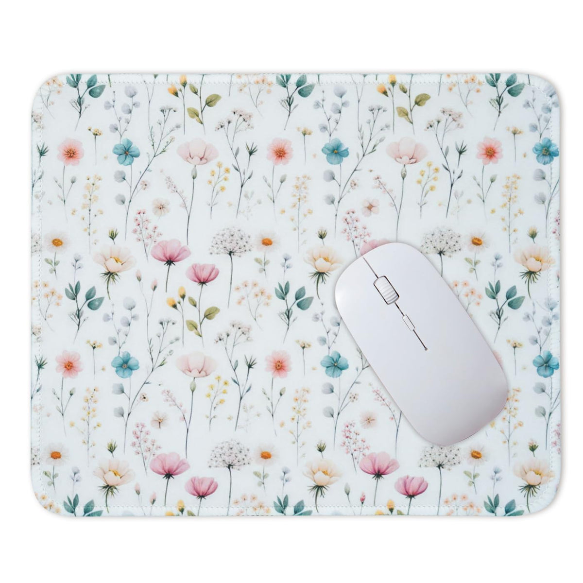 Mouse Pad for Desk with Stitched Edge, Premium Cute Washable Mouse Pads. Computer Mousepad with Non-Slip Rubber Base, Mousepads for Laptop, 9.25x7.75x0.12 inch (Pink Stripes)