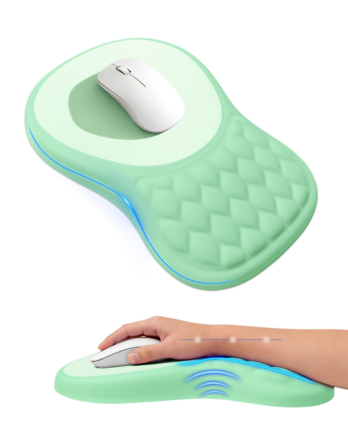 Ergonomic Mouse Pad with Sloped Memory Foam Wrist Rest (Black) | 3D Textured Wrist Cushion, Smooth Lycra Surface, Non-Slip PU Base, Comfortable Support for Office/Home Computer Desks