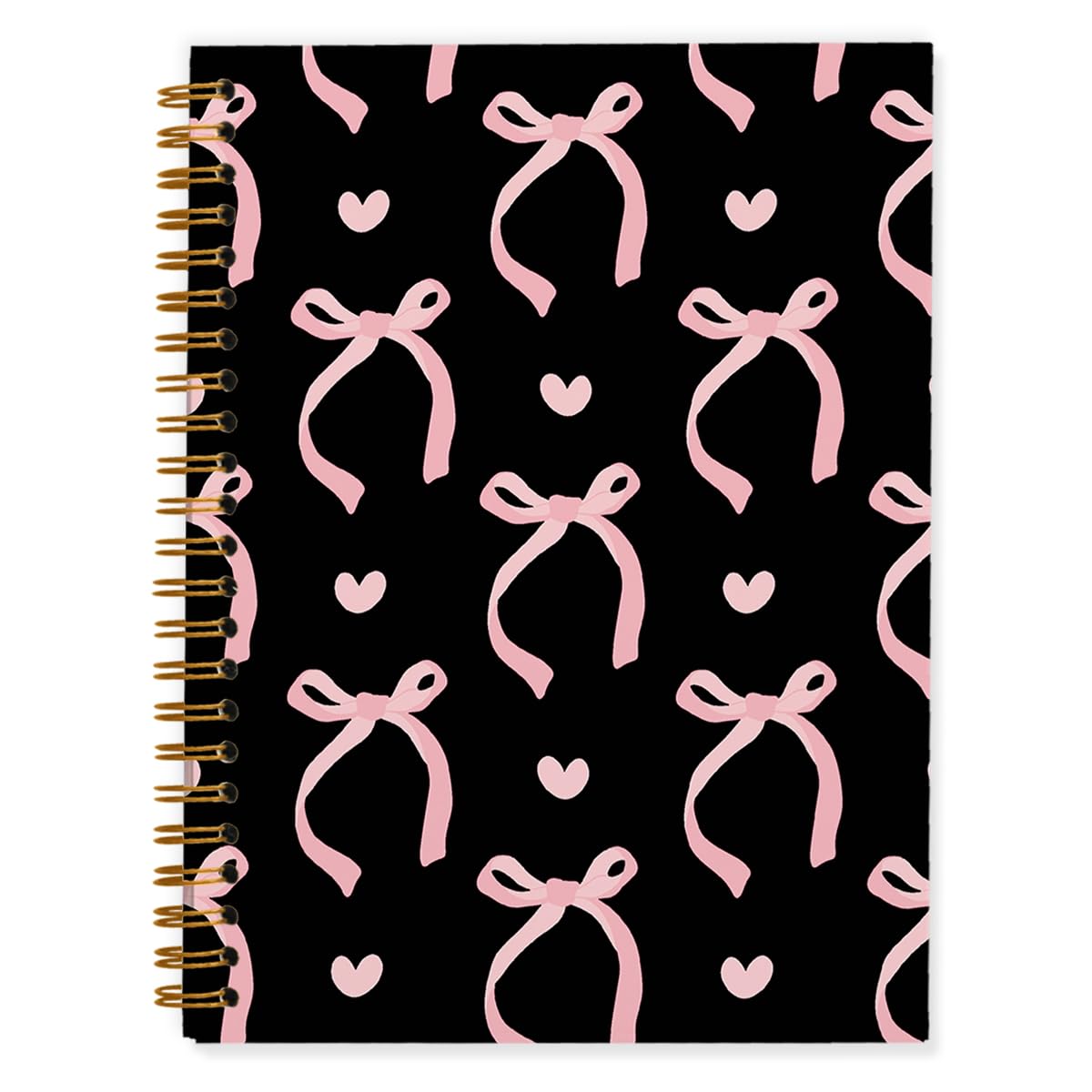 QUICQOD Cute Pink Bow Spiral Notebook Journal for Teen Girls, 5.5x8.3 Inch | Coquette Pink School Supplies for Girls, Preppy Hardcover Journal for Women, Lined Notebook for Note Taking Daily Writing