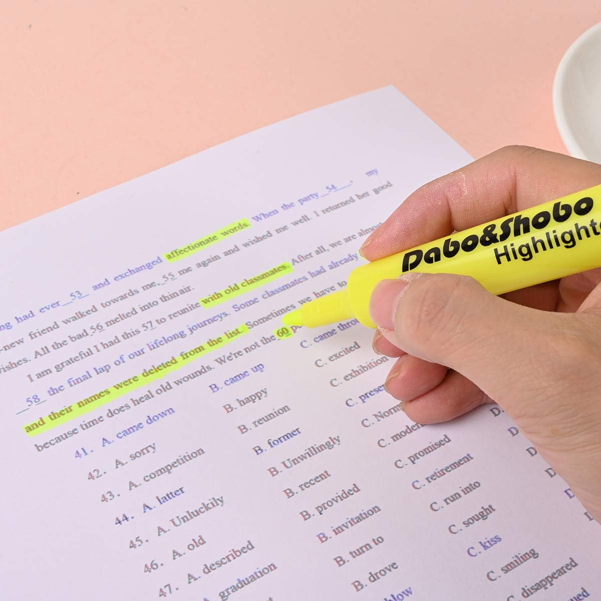 Dabo&Shobo Yellow highlighter, 24 Pack -bright color, chisel tip, for Adults Highlighting in the Home School Office, Tank Style