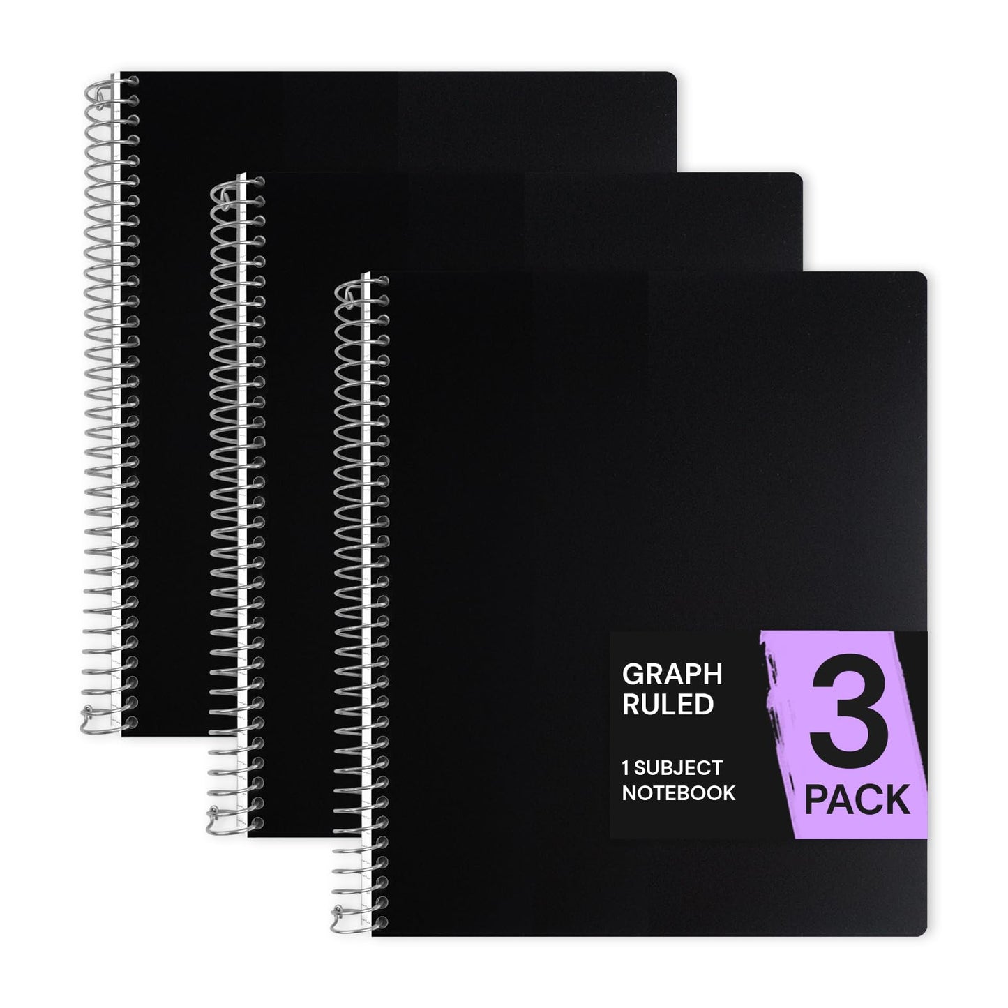 ONAVIA 1 Subject Graph Paper Spiral Notebook 5 Pack, 140 Pages, Assorted | 70 Sheets, 8 x 10.5 in, 3-Hole Punched, Graph Notebook, Grid Paper, School Notebook, Study
