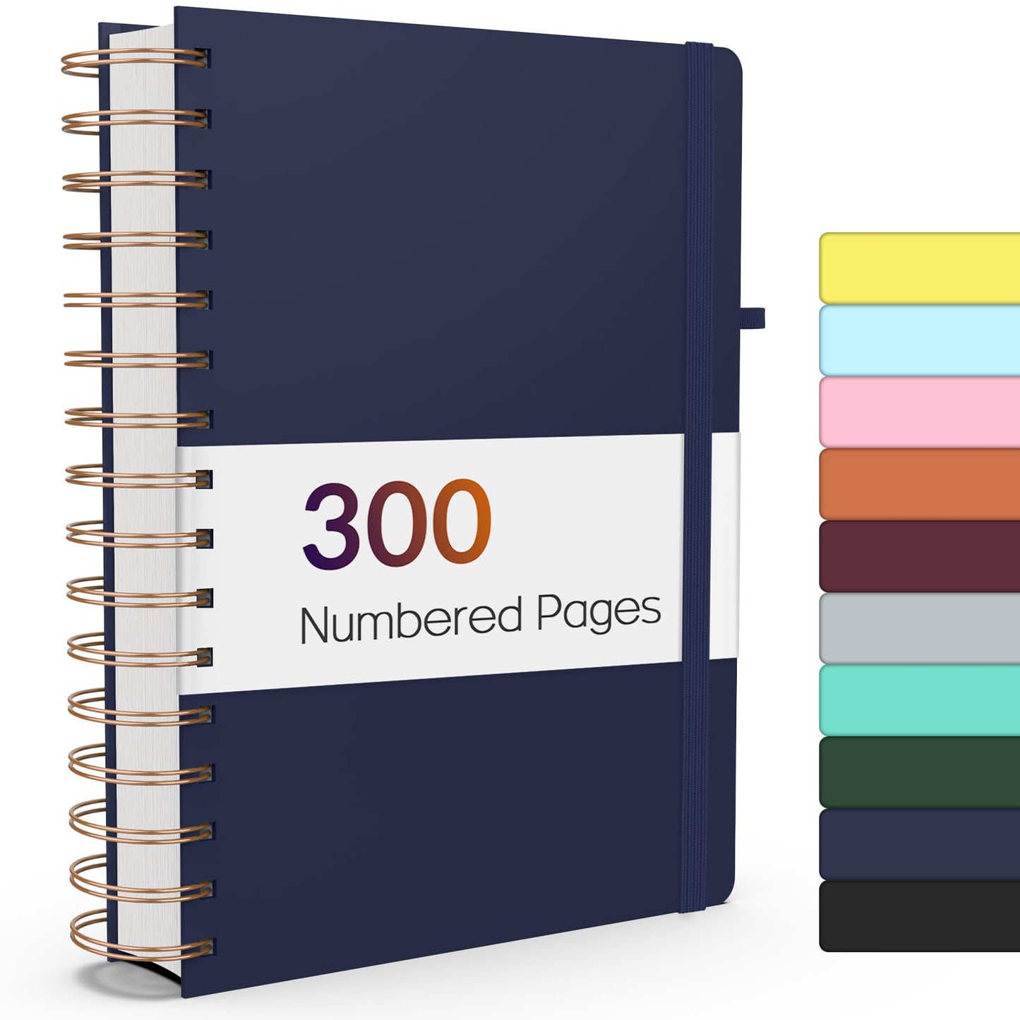 Forvencer Lined Spiral Journal Notebook with 300 Numbered Pages, B5 | College Ruled Thick Journals for Writing with 100GSM Paper, Hardcover Notebooks with Content for Work School Women Men