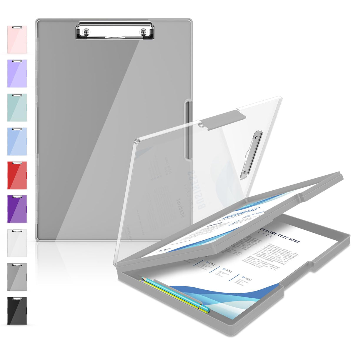 Sooez Nursing Clipboard with Storage, Clear Top Clip Boards 8.5x11, Purple | Heavy Duty Plastic, Dry Erase, High Capacity, Nurse Essentials, Dental Assistant, Teacher & College School Office Supplies