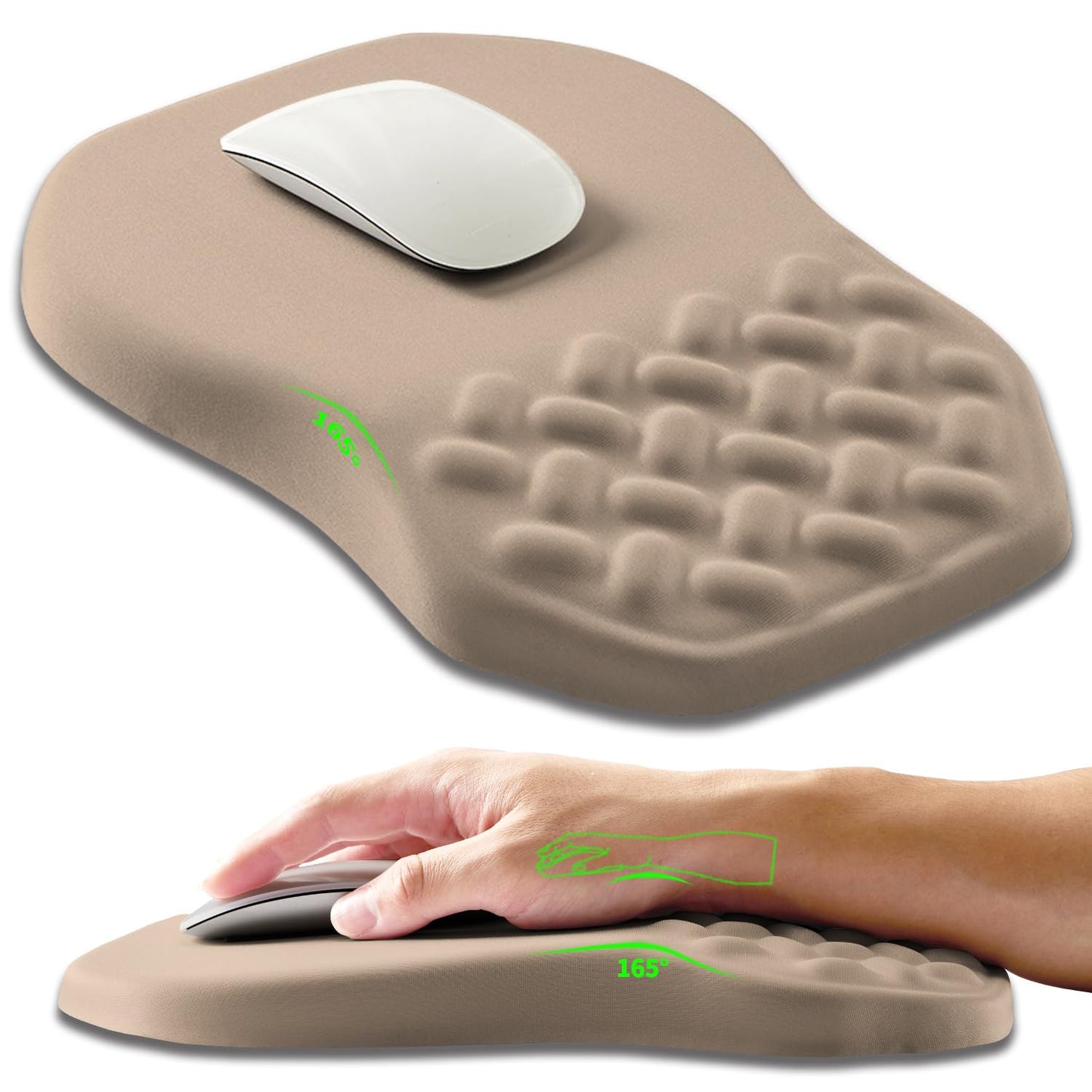 Ergonomic Slope Mouse Pad Wrist Support, Wrist Rest Mousepad for Carpal Tunnel Pain Relief with Massage Bulge and Slow Rebound Memory Foam (12x8 inch, Black)