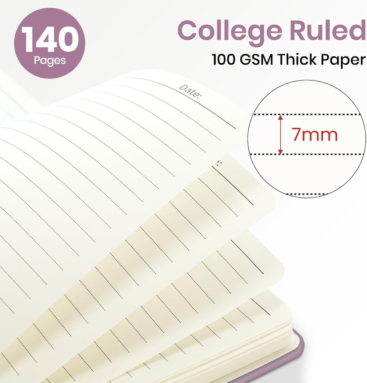 ZOTIA Lined Spiral Notebook for Work Hardcover Spiral Journal College Ruled | Purple, 5.7" x 7.9" Spiral Journals for Writing, Work Notebooks, Note taking and Office School Supplies, 140 Pages