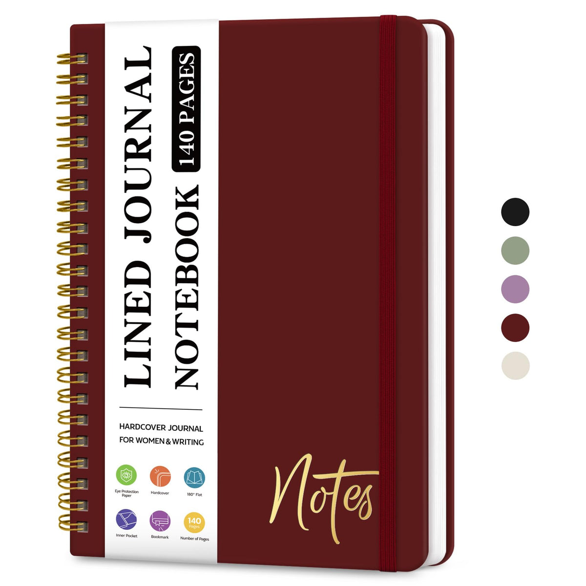 ZOTIA Lined Spiral Notebook for Work Hardcover Spiral Journal College Ruled | Purple, 5.7" x 7.9" Spiral Journals for Writing, Work Notebooks, Note taking and Office School Supplies, 140 Pages