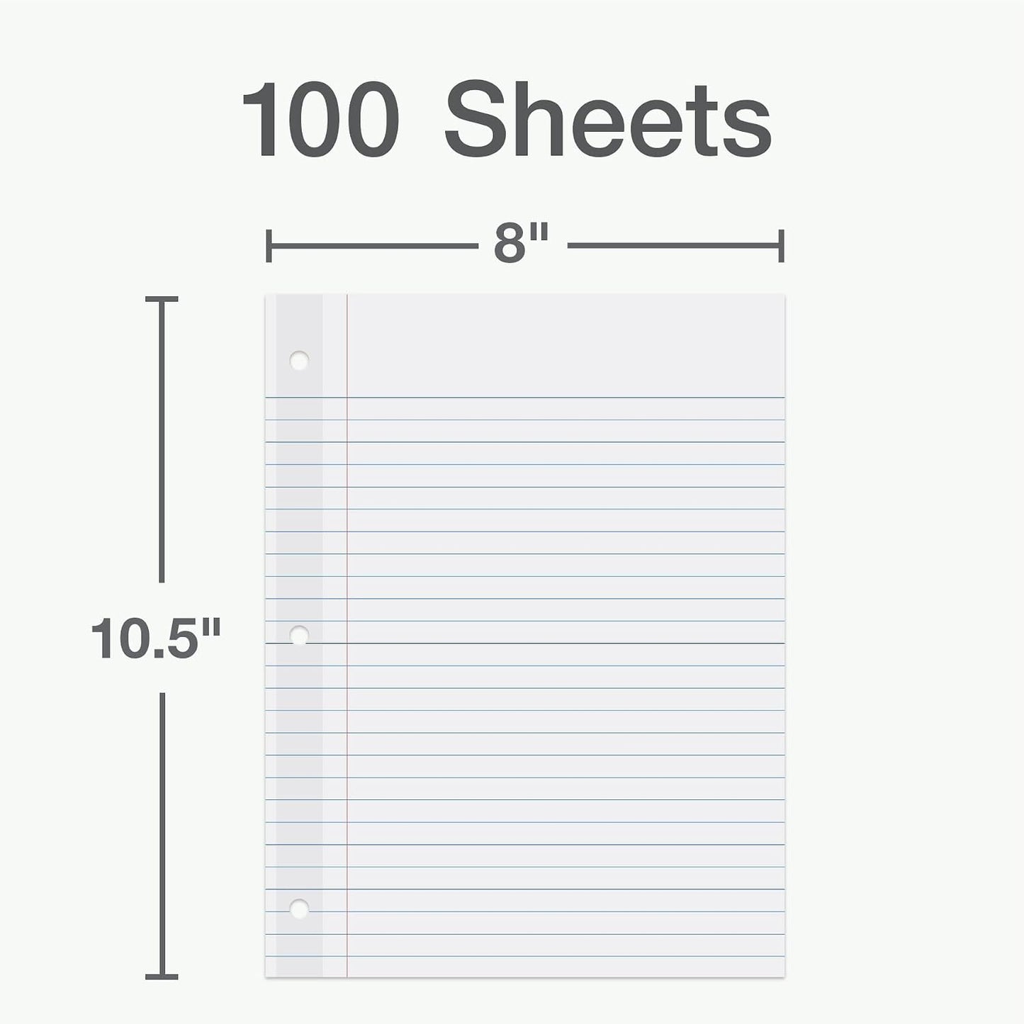 Oxford Reinforced Wide Ruled Loose Leaf Paper, 100 Sheets, 8 x 10.5 Inch | Filler Paper, Reinforced Punch Strip Resists Tearing, Fits 3-Ring Binders and Prong Folders, Smooth Surface for Ink