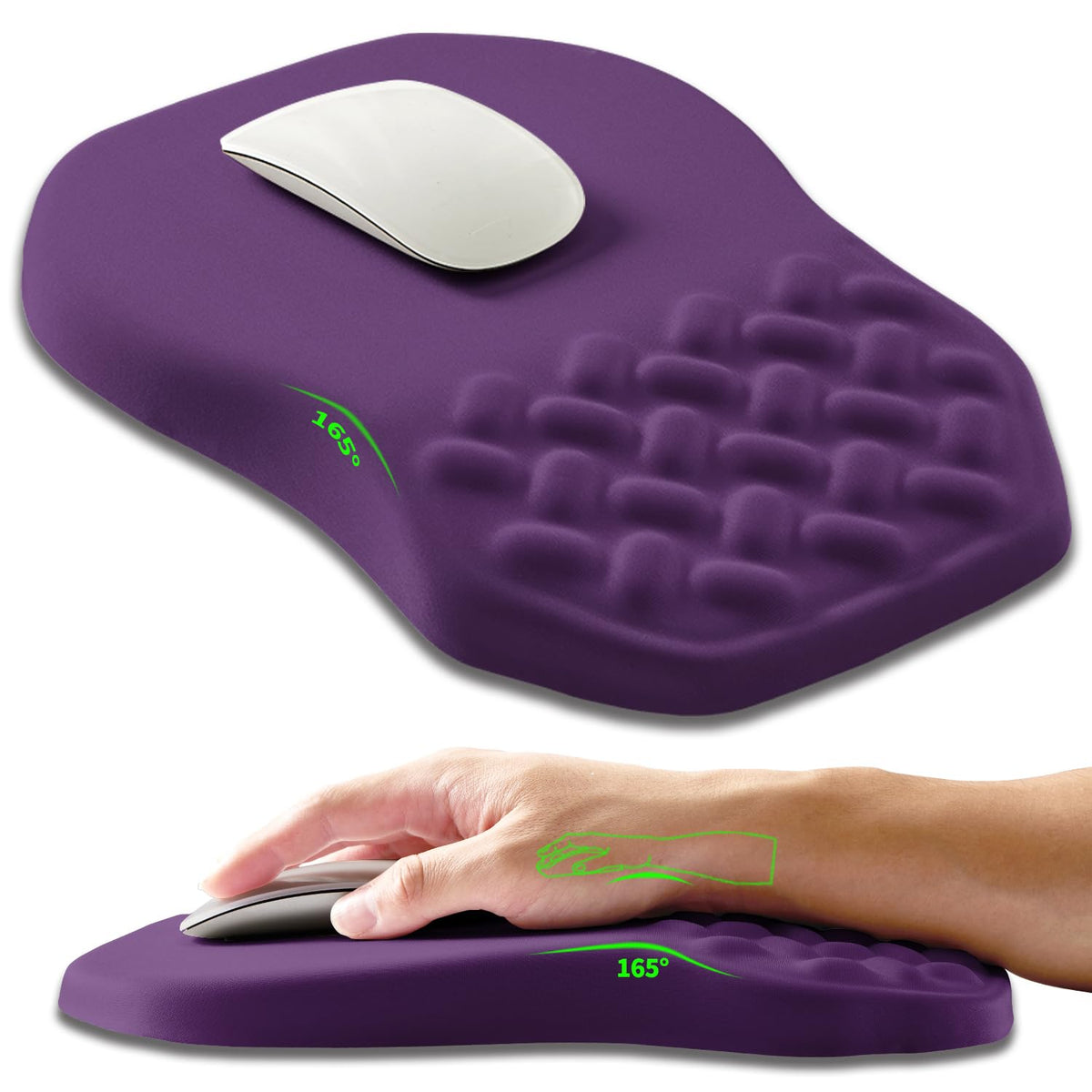 Ergonomic Slope Mouse Pad Wrist Support, Wrist Rest Mousepad for Carpal Tunnel Pain Relief with Massage Bulge and Slow Rebound Memory Foam (12x8 inch, Black)