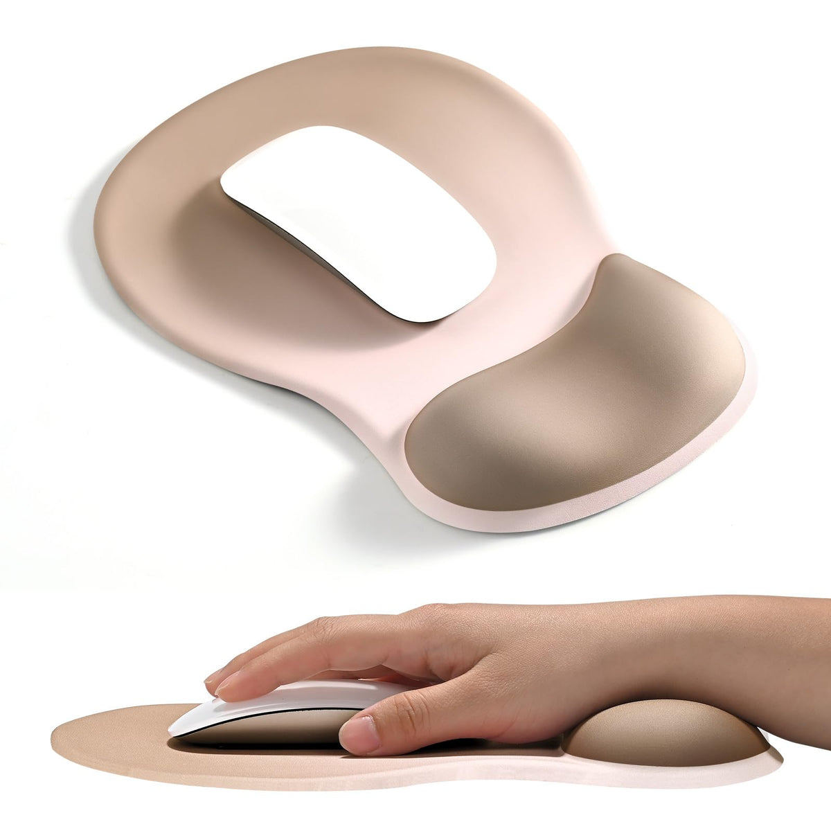 EooCoo Mouse Pad with Gel Wrist Rest, Ergonomic Mousepad Wrist Alignment | Middle Concave Design for Natural Wrist Alignment, Non-Slip Base Mousepad, Carpal Tunnel Relief, Office Desk Accessories