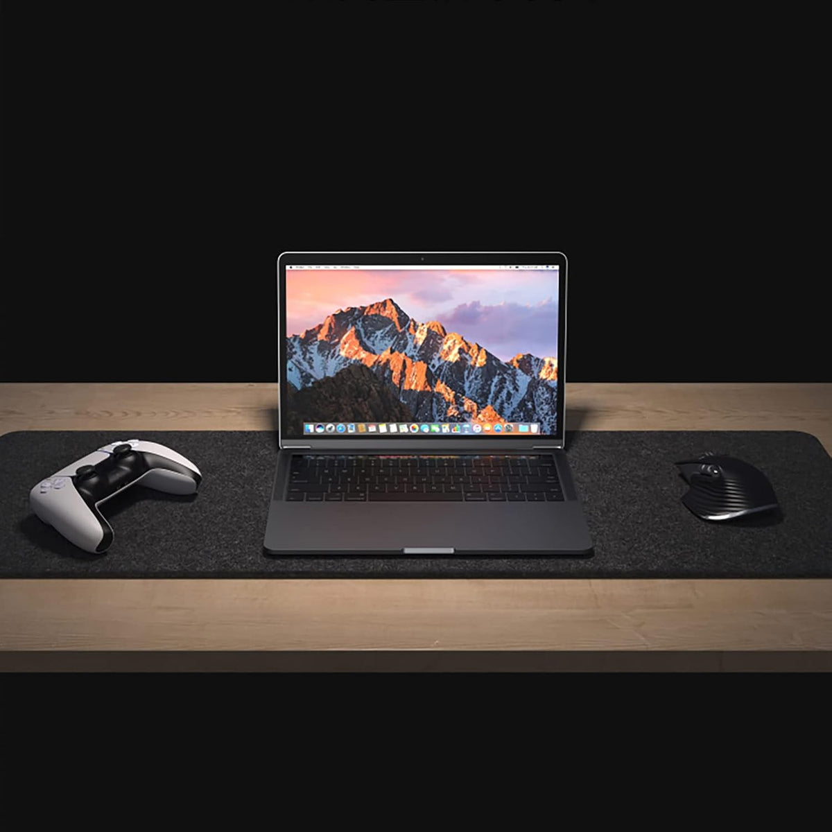 DAWNTREES Felt Desk Mat, Computer Mat for Desk, Dark Gray (36x12Inches) | Non-Slip Large Felt Mouse Pad and Keyboard Mat, Felt Desk Pad for Office and Home, Desktop Protection