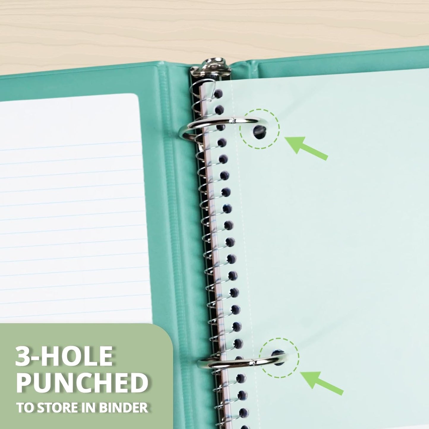 ONAVIA 3 Subject Spiral Notebook College Ruled 5 Pack, 240 Pages, Assorted | 120 Sheets, 8 x 10.5 in, 3 Dividers, Double-Sided Pockets, School Notebook, Study, Homework, Students