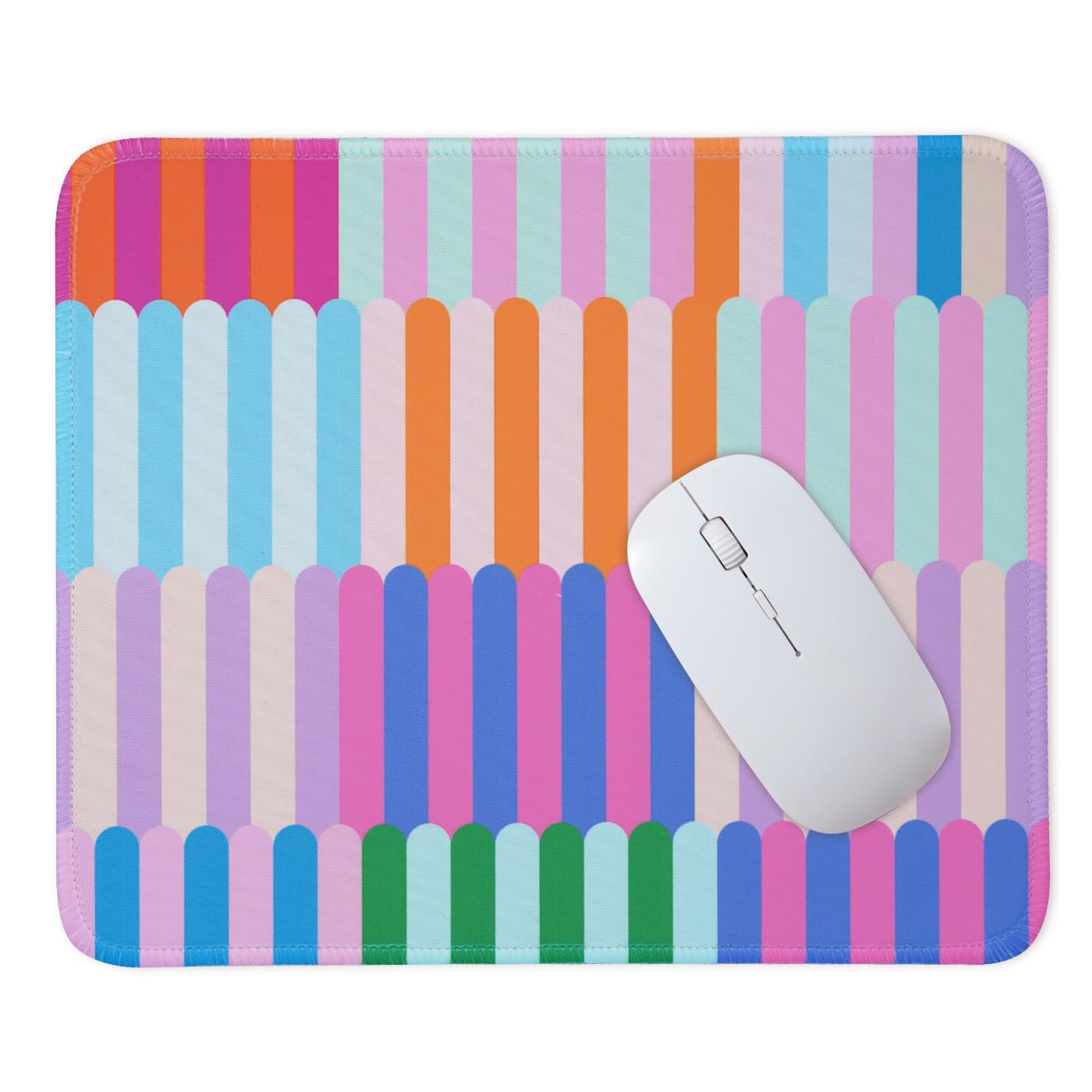 Mouse Pad for Desk with Stitched Edge, Premium Cute Washable Mouse Pads. Computer Mousepad with Non-Slip Rubber Base, Mousepads for Laptop, 9.25x7.75x0.12 inch (Pink Stripes)