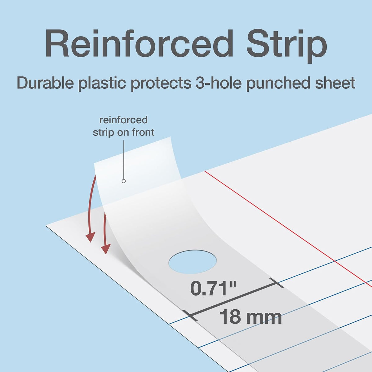 Oxford Reinforced Wide Ruled Loose Leaf Paper, 100 Sheets, 8 x 10.5 Inch | Filler Paper, Reinforced Punch Strip Resists Tearing, Fits 3-Ring Binders and Prong Folders, Smooth Surface for Ink