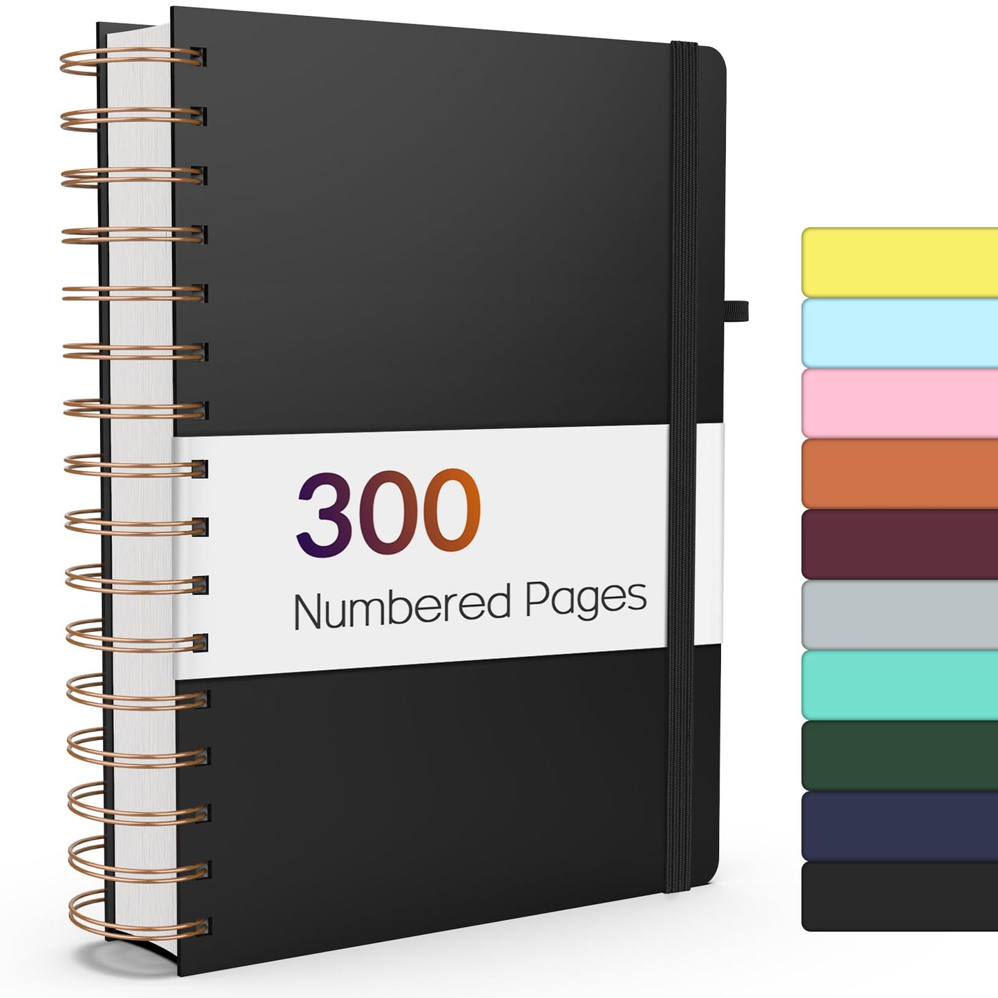 Forvencer Lined Spiral Journal Notebook with 300 Numbered Pages, B5 | College Ruled Thick Journals for Writing with 100GSM Paper, Hardcover Notebooks with Content for Work School Women Men