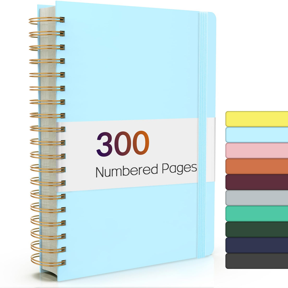 Forvencer Lined Spiral Journal Notebook with 300 Numbered Pages, B5 | College Ruled Thick Journals for Writing with 100GSM Paper, Hardcover Notebooks with Content for Work School Women Men