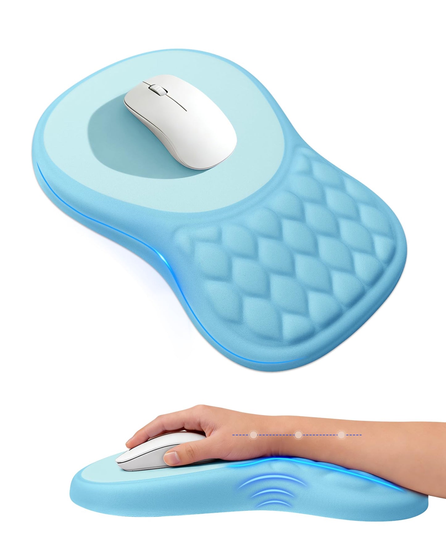 Ergonomic Mouse Pad with Sloped Memory Foam Wrist Rest (Black) | 3D Textured Wrist Cushion, Smooth Lycra Surface, Non-Slip PU Base, Comfortable Support for Office/Home Computer Desks