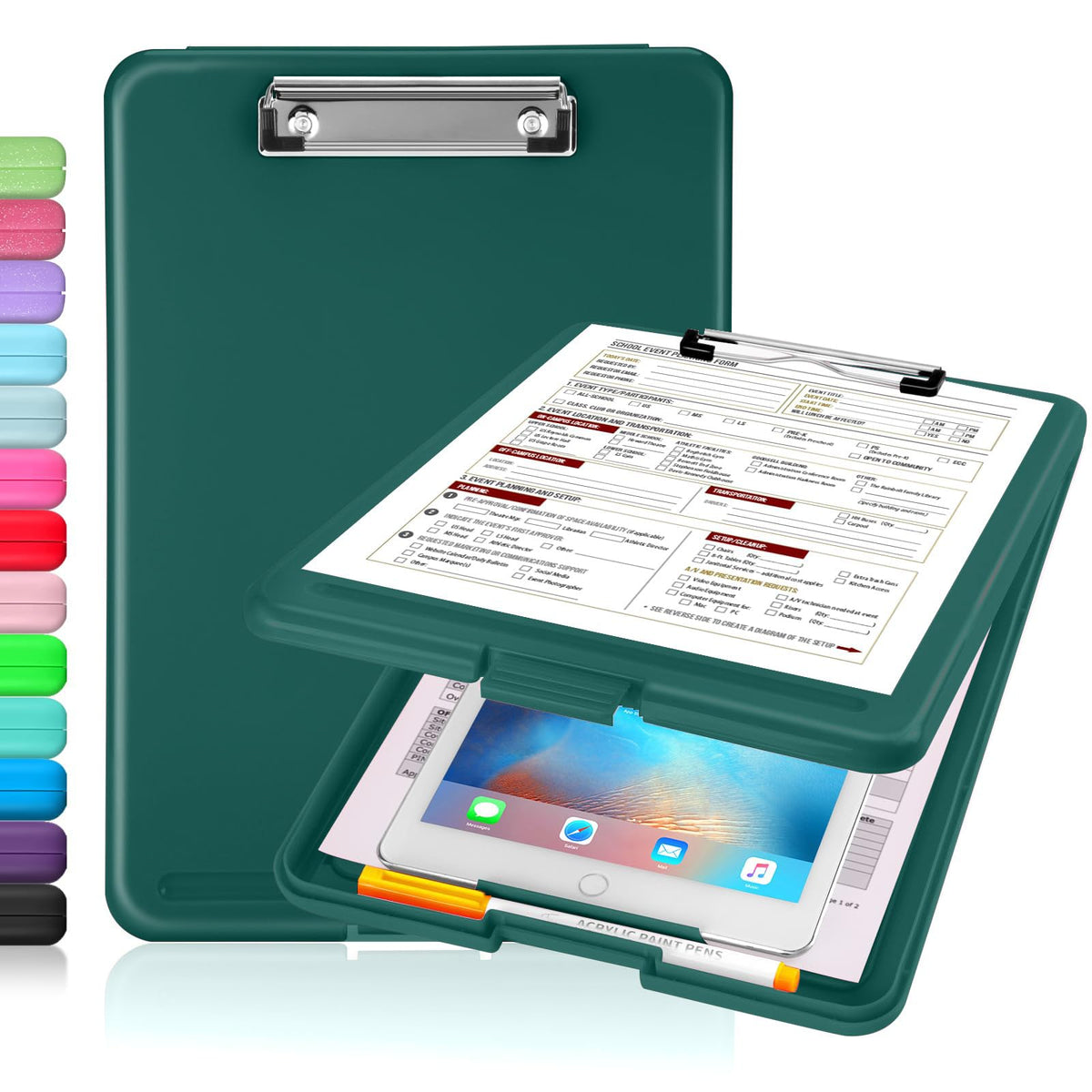 Sooez Clipboard with Storage, Plastic Nursing Clip Board, 8.5" x 11", Work | Sturdy Clipboards Foldable, Cute Hanging Clip Board Case, Teacher, Classroom Must Haves, Office School Supplies, Women & Men