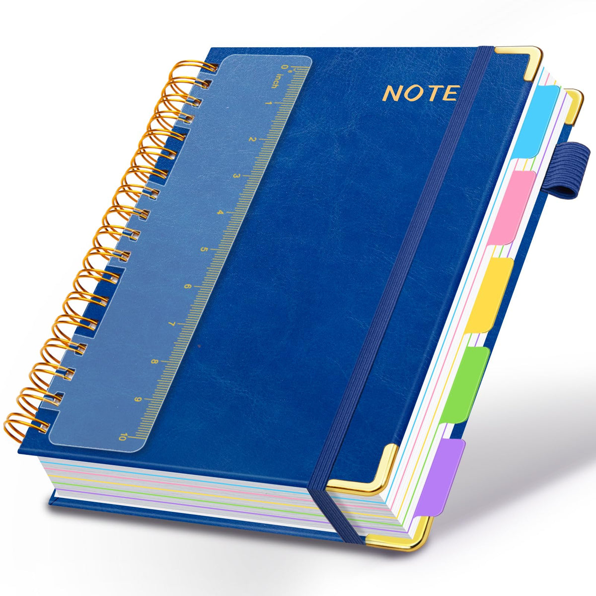 Hardcover Spiral Notebooks for Work 8''x 10'', 300 Pages 5 Subject Notebook with Dividers & Tabs, B5 Spiral Journal for Women, College Ruled Notebooks for School Note-Taking (Rose Purple)