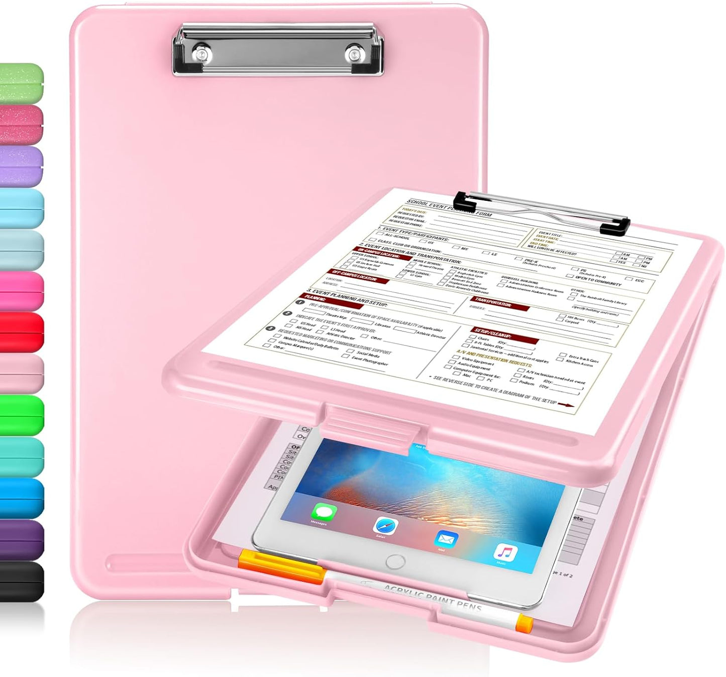 Sooez Clipboard with Storage, Plastic Nursing Clip Board, 8.5" x 11", Work | Sturdy Clipboards Foldable, Cute Hanging Clip Board Case, Teacher, Classroom Must Haves, Office School Supplies, Women & Men