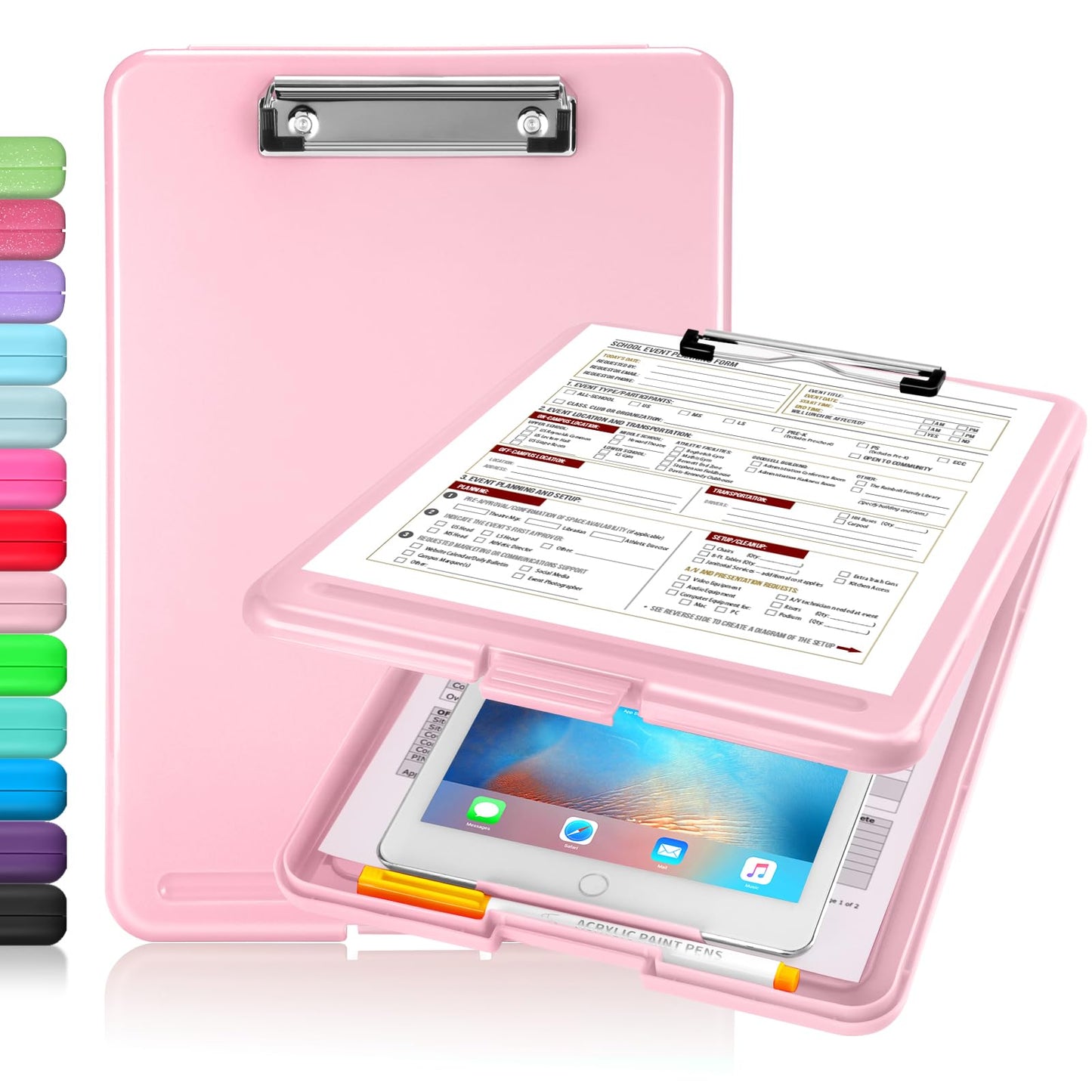 Sooez Clipboard with Storage, Plastic Nursing Clip Board, 8.5" x 11", Work | Sturdy Clipboards Foldable, Cute Hanging Clip Board Case, Teacher, Classroom Must Haves, Office School Supplies, Women & Men