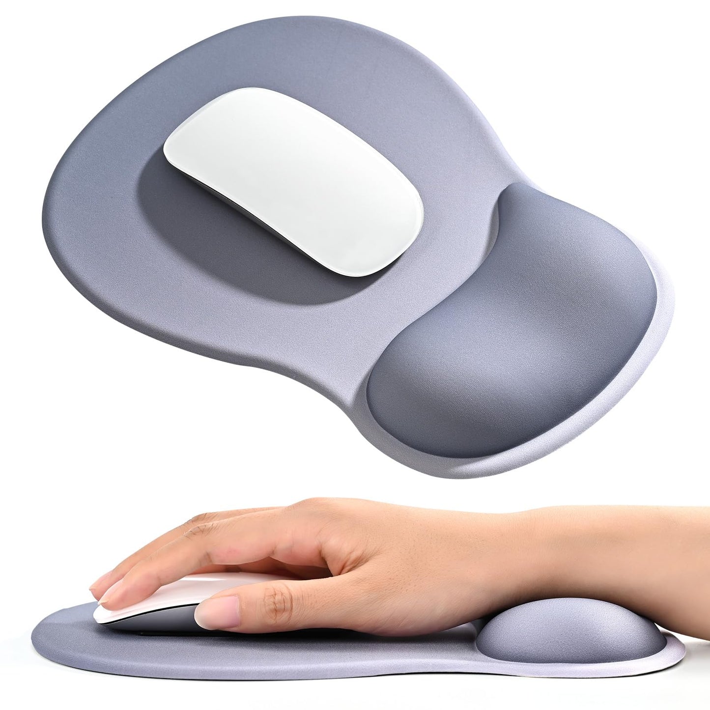 EooCoo Mouse Pad with Gel Wrist Rest, Ergonomic Mousepad Wrist Alignment | Middle Concave Design for Natural Wrist Alignment, Non-Slip Base Mousepad, Carpal Tunnel Relief, Office Desk Accessories