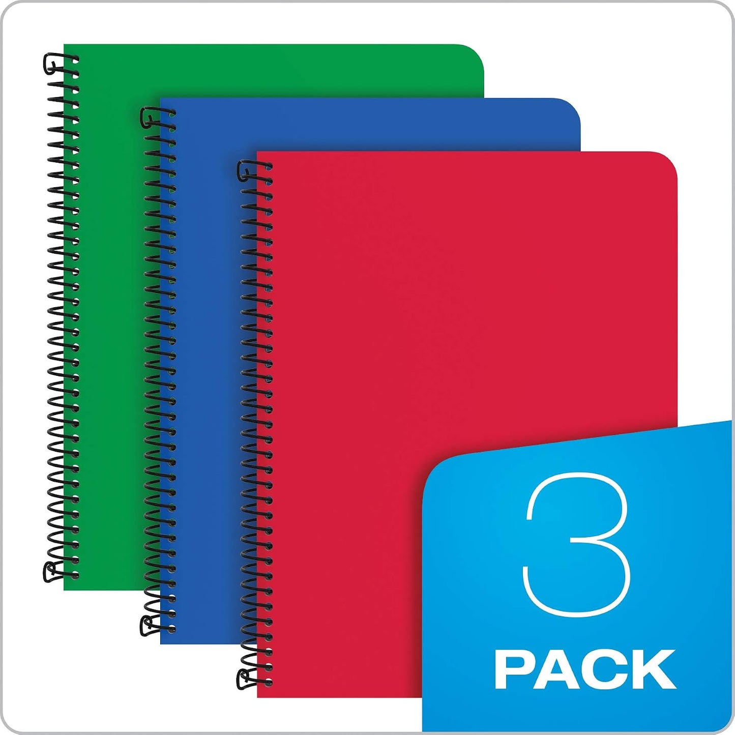 Oxford Primary Spiral Notebooks, Writing/Drawing Practice, Pre-K, K-2, Durable Plastic Covers, Writing Journals for Kids, 80 Sheets, 9-3/4 x 7-1/2 Inch, Blue, Green, Red, 3 Pack (89001)