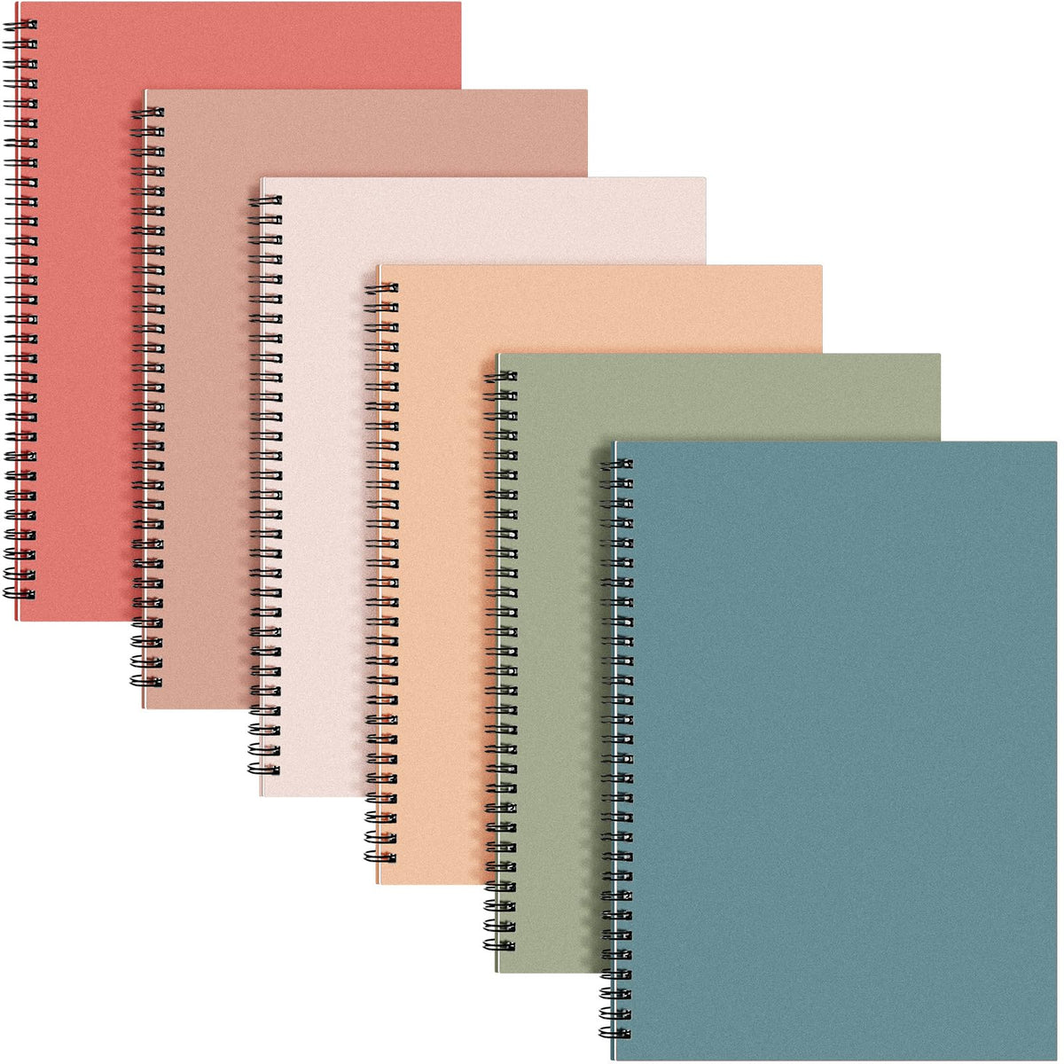 6 Pack Spiral Notebook 10.5x7.45 Notebook,Fresh,Morandi | B5 Spiral College Ruled Notebook,140 Page Journal, Writing Kraft Cover Lined Notepad for Office School Journaling