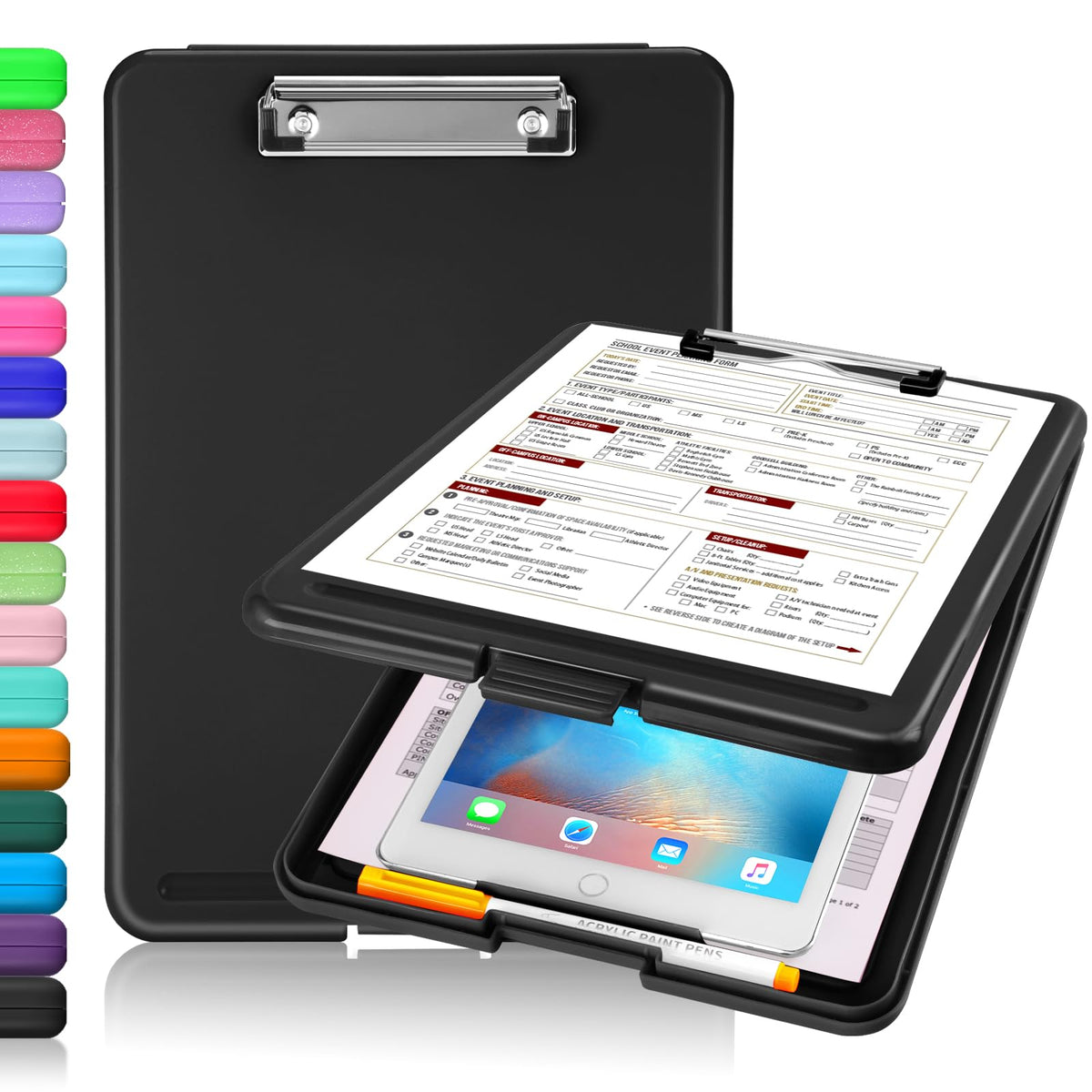 Sooez Clipboard with Storage, Plastic Nursing Clip Board, 8.5" x 11", Work | Sturdy Clipboards Foldable, Cute Hanging Clip Board Case, Teacher, Classroom Must Haves, Office School Supplies, Women & Men